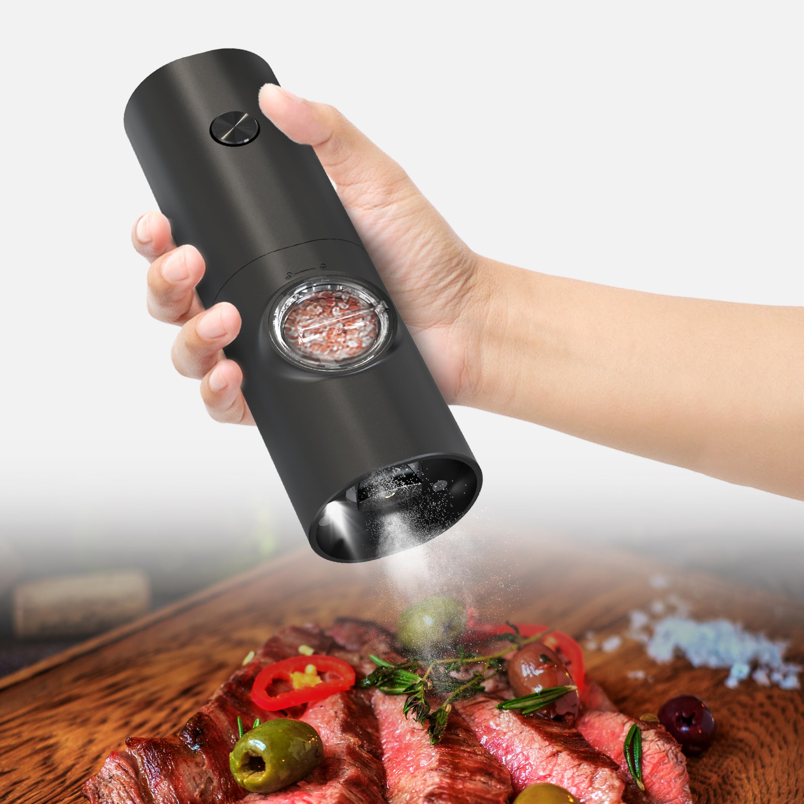 IDEALDEPOT Automatic Salt and Pepper Grinder Set, Battery Operated Adjustable Coarseness with LED Light,