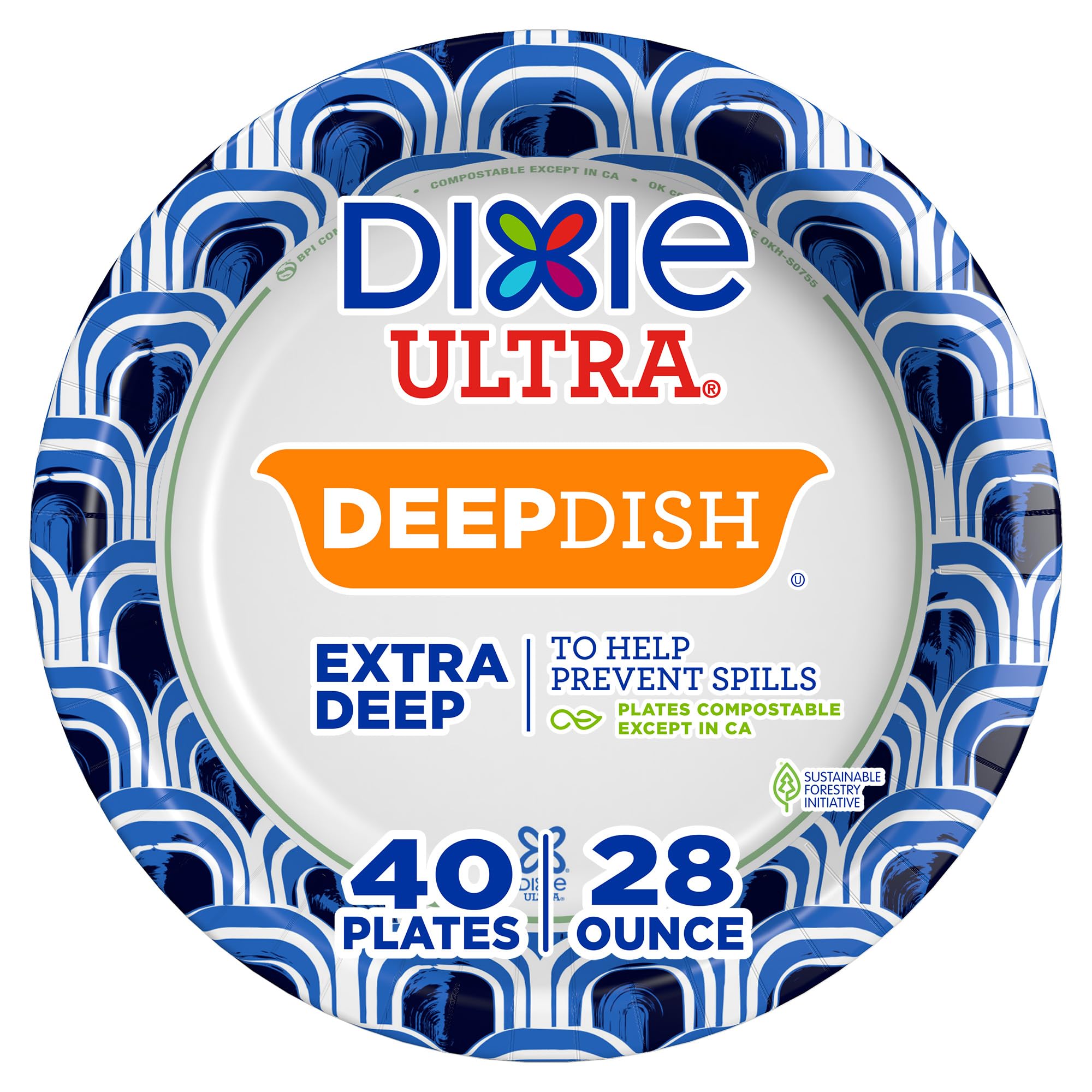 Dixie Ultra Deep Dish Paper Dinner Plates, 40 Ct