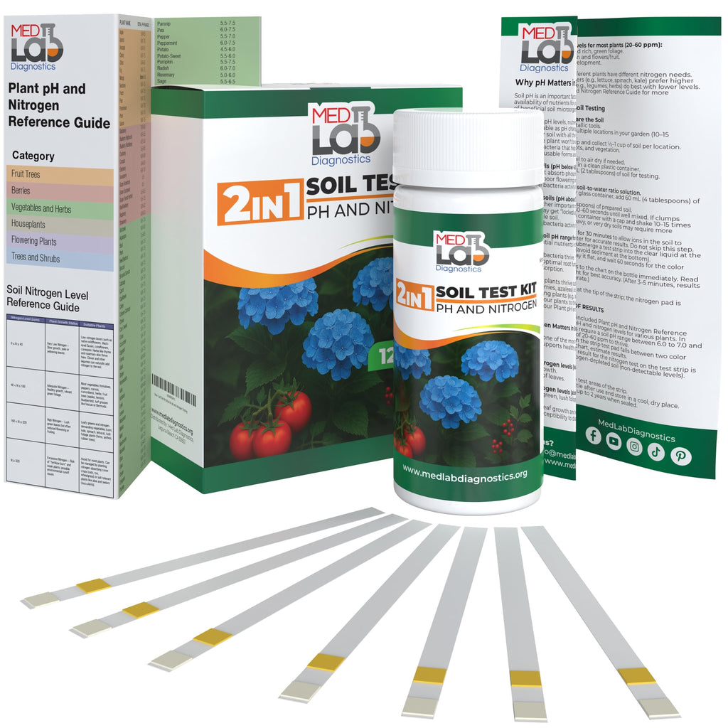 Soil Test Kit- 2-in-1 Soil & Nitrogen Test Strips(120 cnt), Accurate Soil Tester for Garden, Plants, Vegetables, Flowers, and Lawn Care.