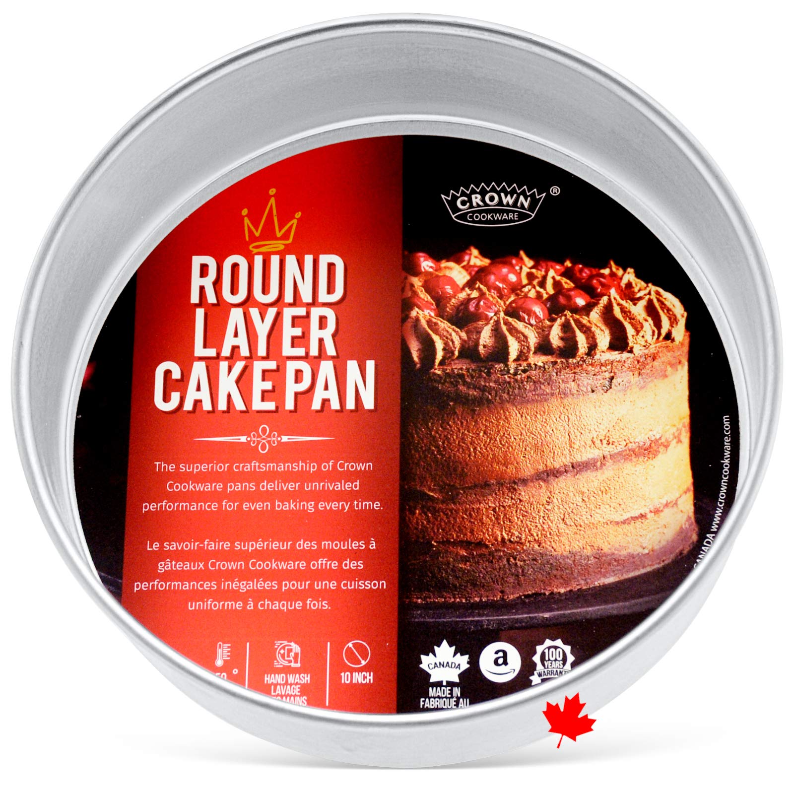 Crown 10 inch Cake Pan, 2" Deep, Heavy Duty, Even-Heating, Pure Aluminum, 25 CM Cake Pan