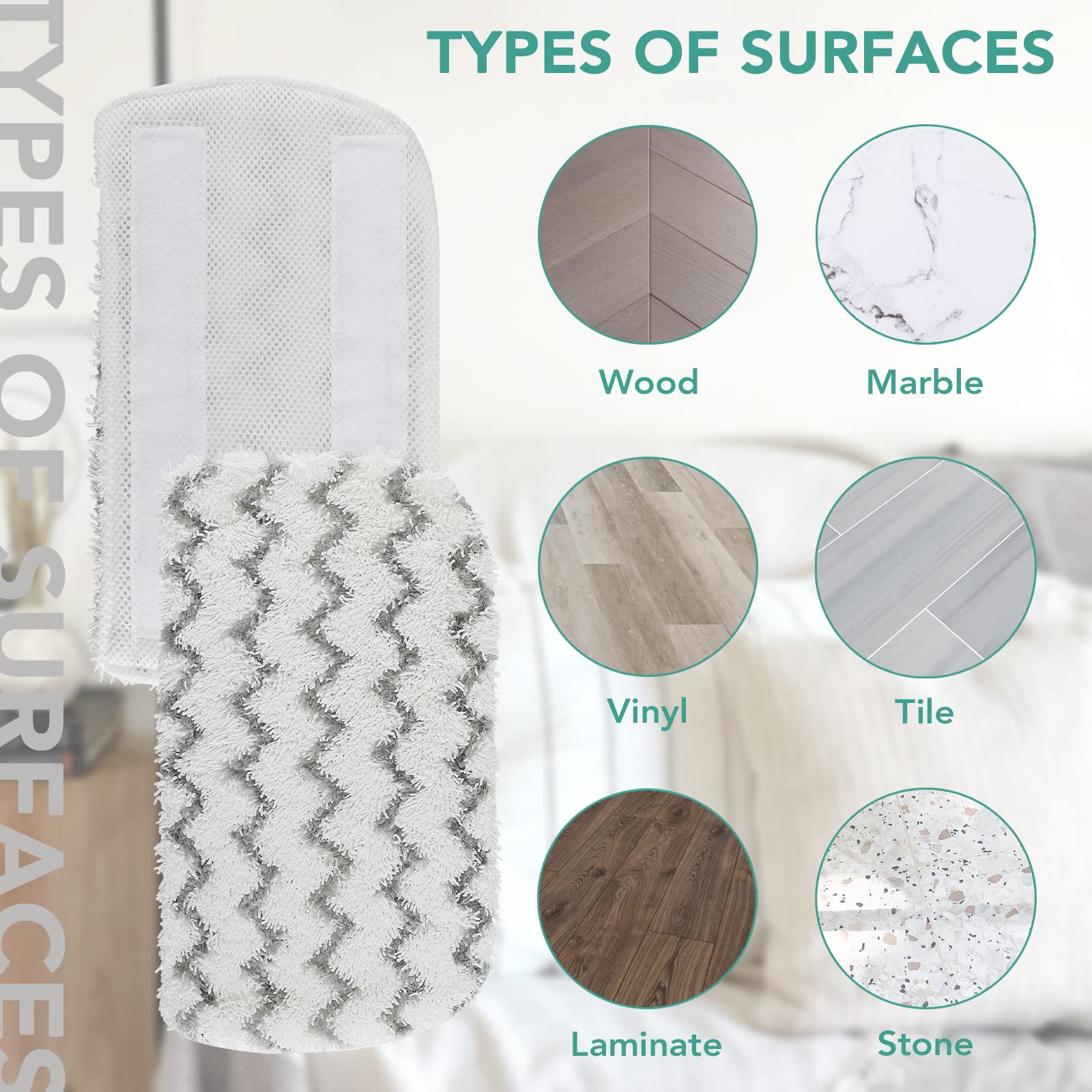 5 Packs Steam Mop Pads for Shark Steam Mop S1000 S1000A S1000C S1000WM S1001C Steamer Pads Dirt Grip Absorbing Refill,Microfiber Mop Pad for Beldray BEL01097 Steam Cleaner Cloths