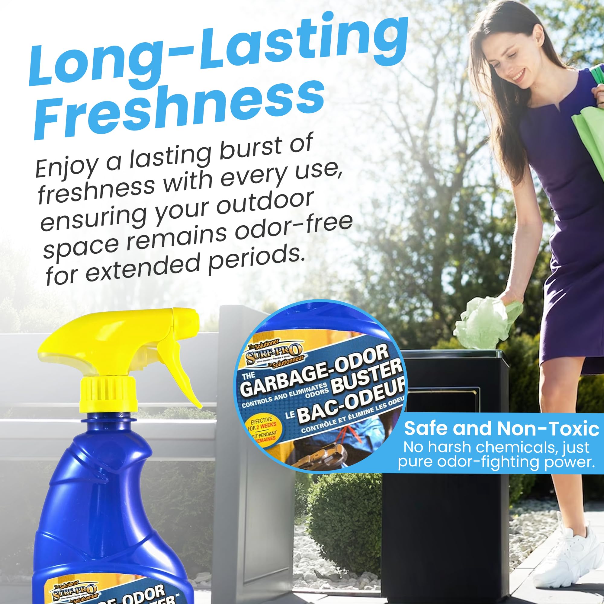 Outdoor Trash Can Odor Eliminator Spray - Freshen and Control Garbage Bin Smells with Ease (500 ml / 16.9 oz)