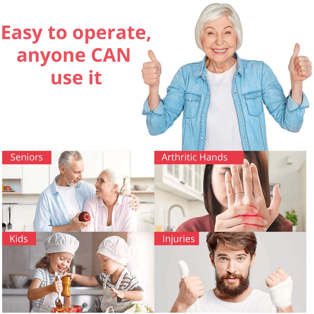 Kitchen Mama Auto Electric Can Opener: Safe, Easy with One Touch, Smooth Edge, Battery Operated, Cordless, Automatic Can Opener for Seniors with Arthritis, Hand Held Appliances, YES You CAN (Red)