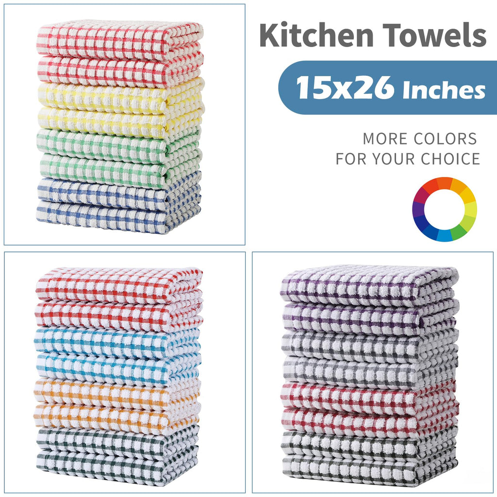 Oeleky Dish Towels for Kitchen, Cotton Kitchen Towels for Drying Dishes Pack of 8 (Multi B, 15X26 inches)
