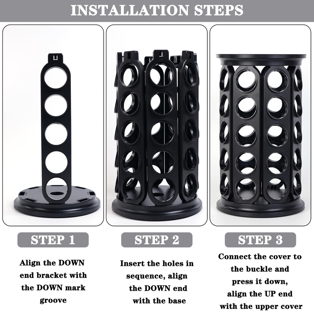 JMBTLUS Coffee Pod Holder, Holds 40 K Cup Coffee Capsules, Large Capacity Round Organizer with 360-Degree Rotation, Black