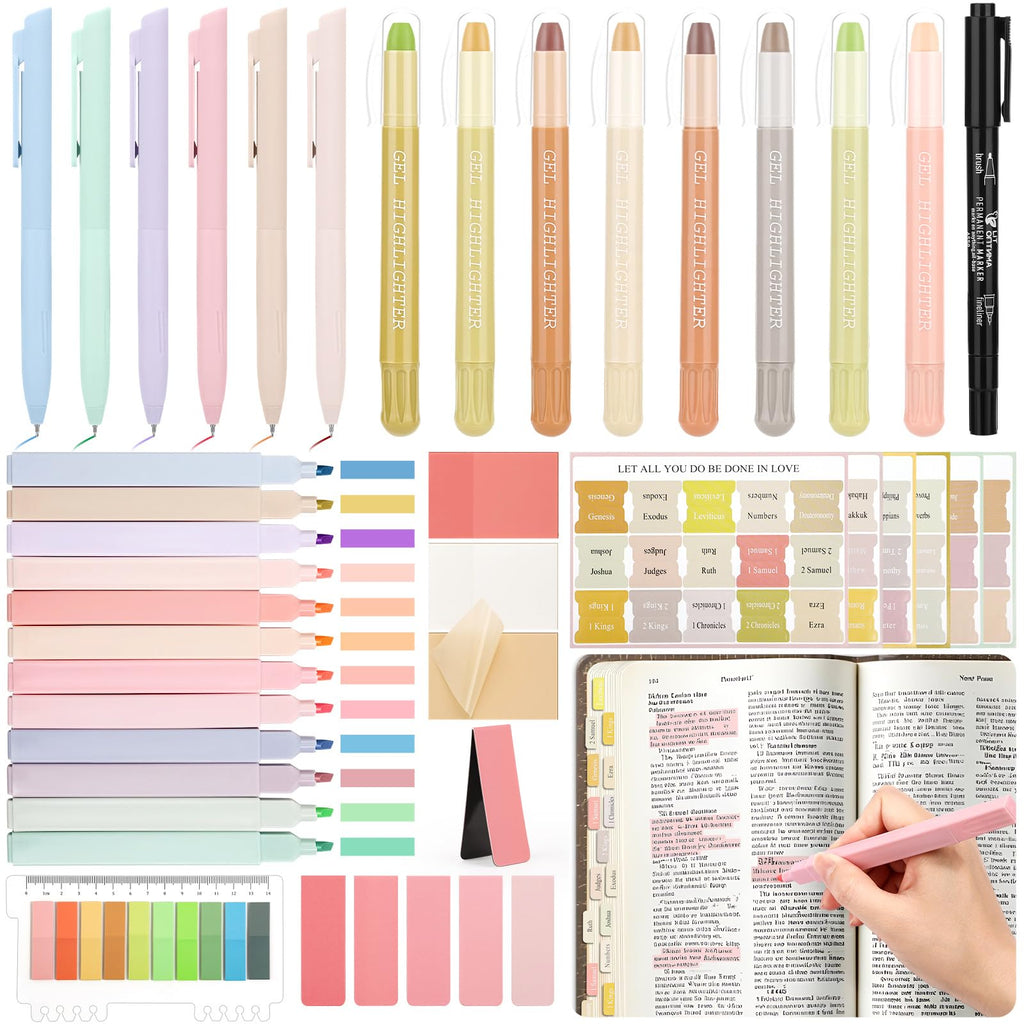 Bible Journaling Kit, Bible Study Supplies Journaling Kit with Highlighters Marker Pens No Bleed Strip Index Tabs Bible Accessories Set for Women Students Beginner, Christian Gifts