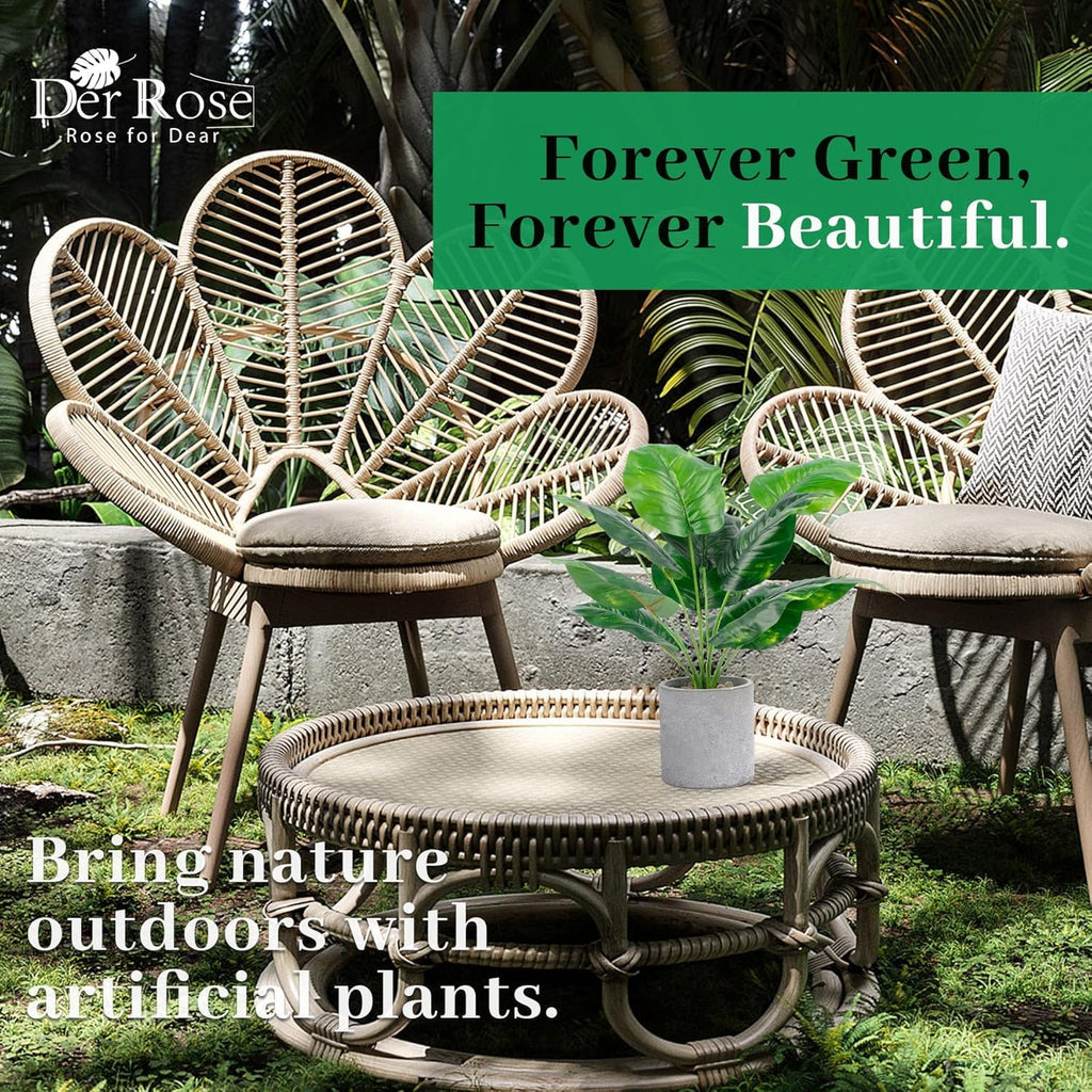 Der Rose 2Pcs Fake Plants Artificial Potted Faux Plants for Home Bathroom Bedroom Living Room Office Desk Decor Indoor