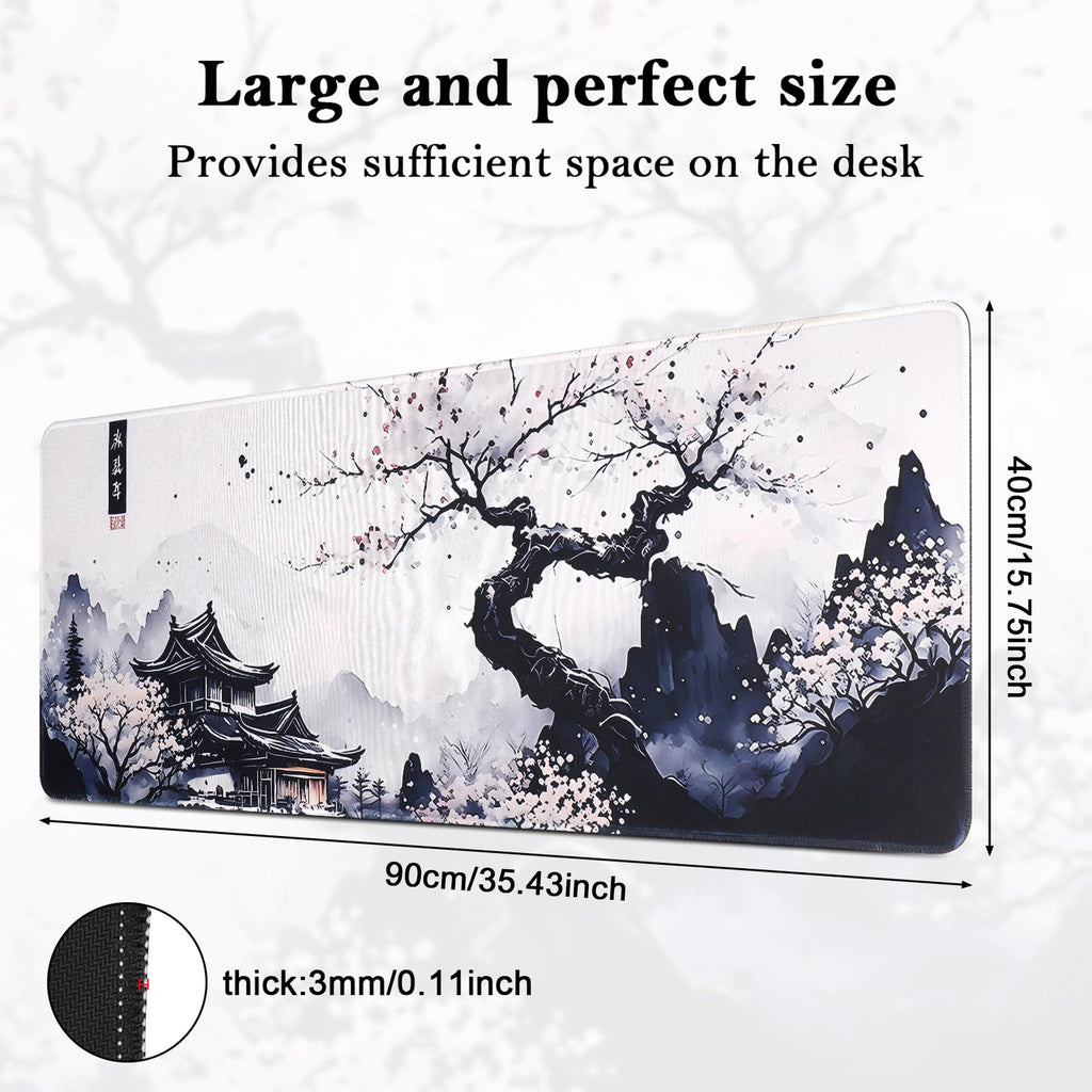Yimomoyi Non Slip Mouse Pad, 90 x 40cm Mouse Mat Extended, Gaming Mousepad Waterproof, Mouse Mat with Rubber Base, Mouse Pad Laptop for Office and Home (Plum Mouse Pad)