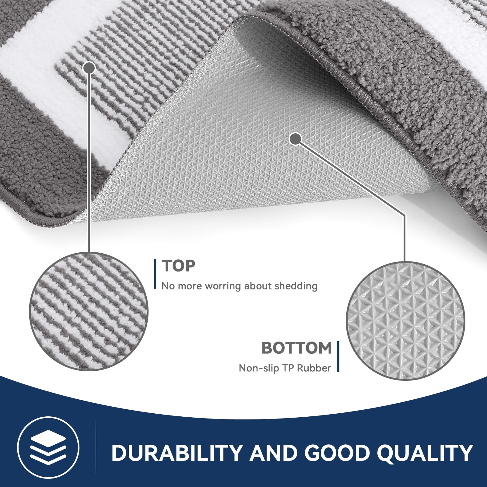 Kitinjoy Indoor Door Mat, Non-Slip Absorbent Mud Trapper Front Door Mats,Washable Durable Door Mats Indoor, Low-Profile Entryway Mat Entrance Mat Indoor, 30"x20",Grey