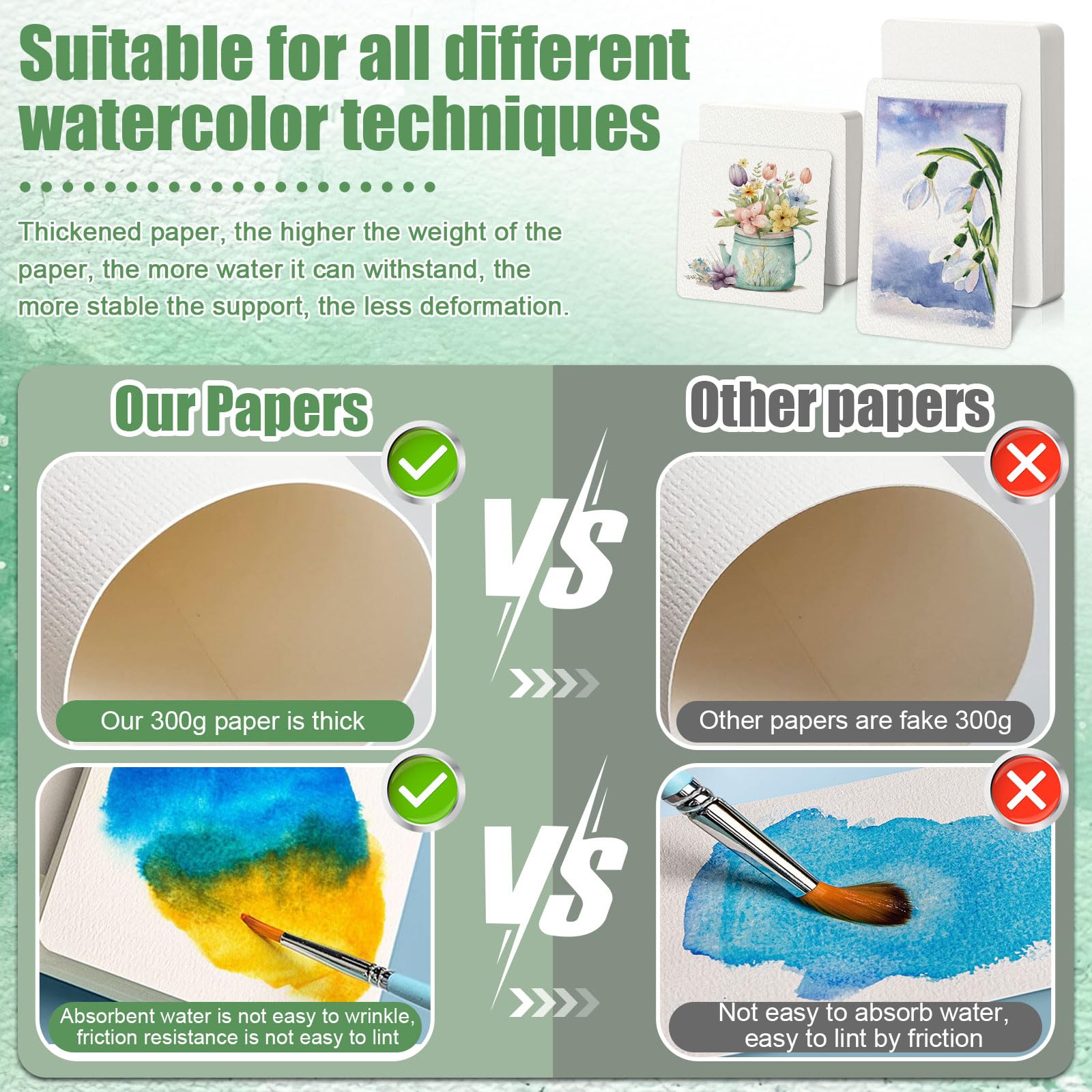 Watercolor Paper, 100 Pcs Watercolor Paper Pad, Watercolor Paper Bulk for Students, Artists, Sketch Painting