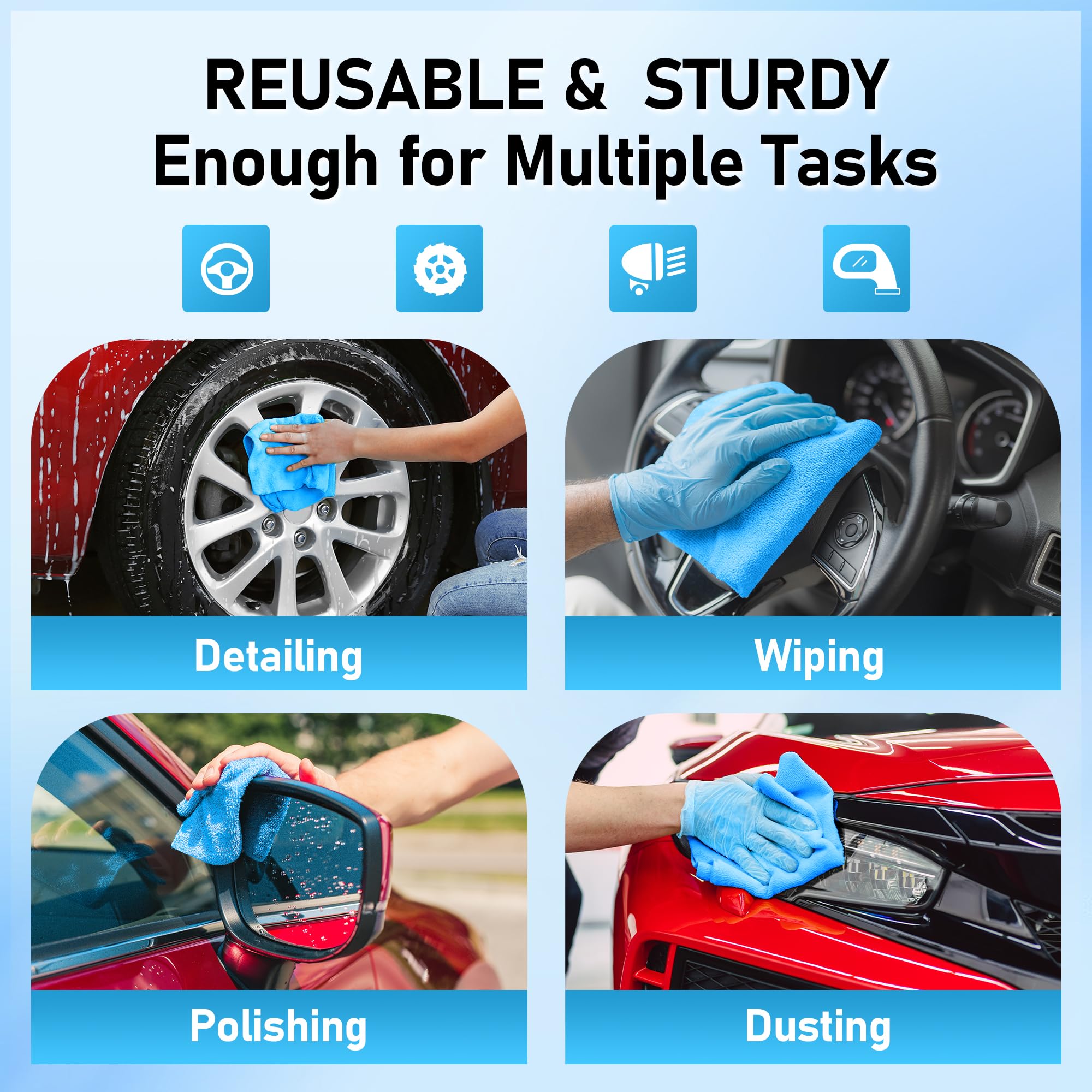HOMERHYME Microfiber Towel Roll, 75 Pack Cleaning Rags Microfiber Cleaning Cloth, Lint Free Multi-Purpose Reusable Washable Rags Tear Away Microfiber Towels for Cars Kitchen Garage Shop 11.5"x11.5"