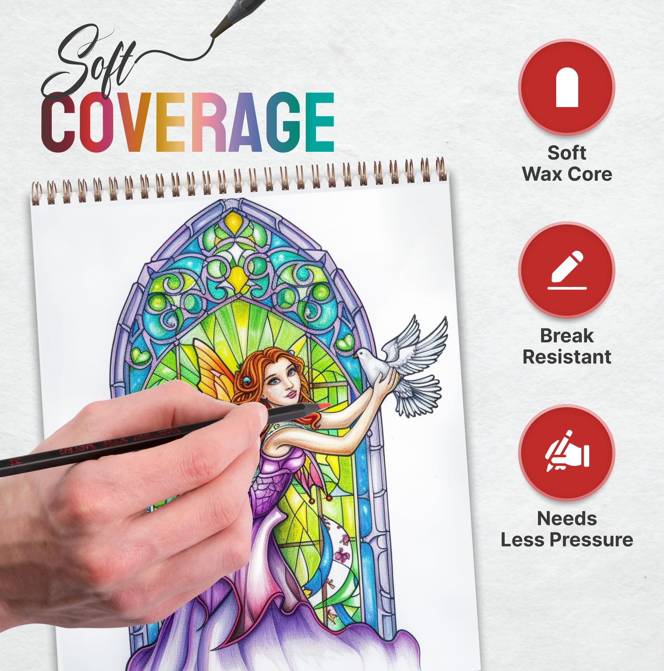 Black Widow Colored Pencils For Adults - 24 Coloring Pencils With Smooth Pigments - Best Color Pencil Set For Adult Coloring Books And Drawing