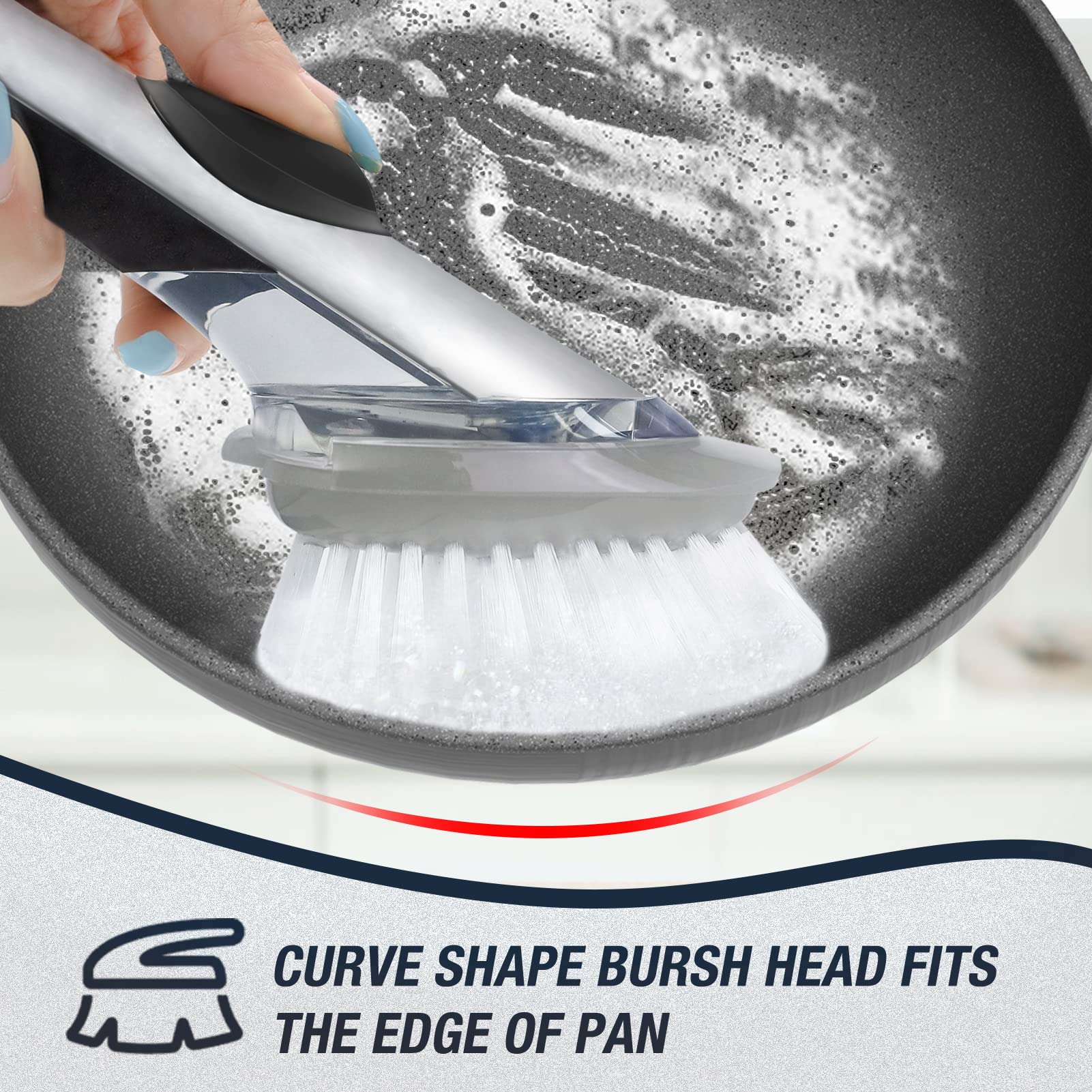 Dish Cleaning Soap Dispensing Brush Refills for OXO Dish Brush - 8 Pack Brush Head Replacement for Scrubber (Grey)