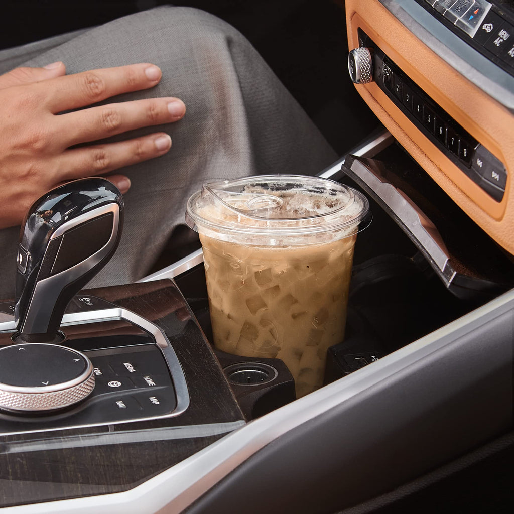 20 oz. Clear Cups with Straw less Sip-Lids, PET Crystal Clear Disposable 20 oz Plastic Coffee Cups with Lids [50 Sets]