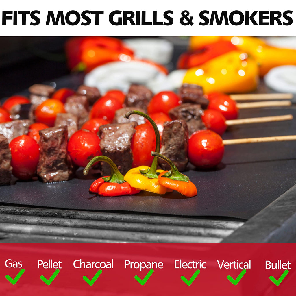 Anaeat Reusable Grill Mat Set of (7+1) - 100% Non Stick BBQ Grill Mats Heavy Duty Teflon Baking Sheets, Barbecue Accessories Grill Tools Works on Gas, Charcoal, Electric Grill - 15.75 x 13-Inch
