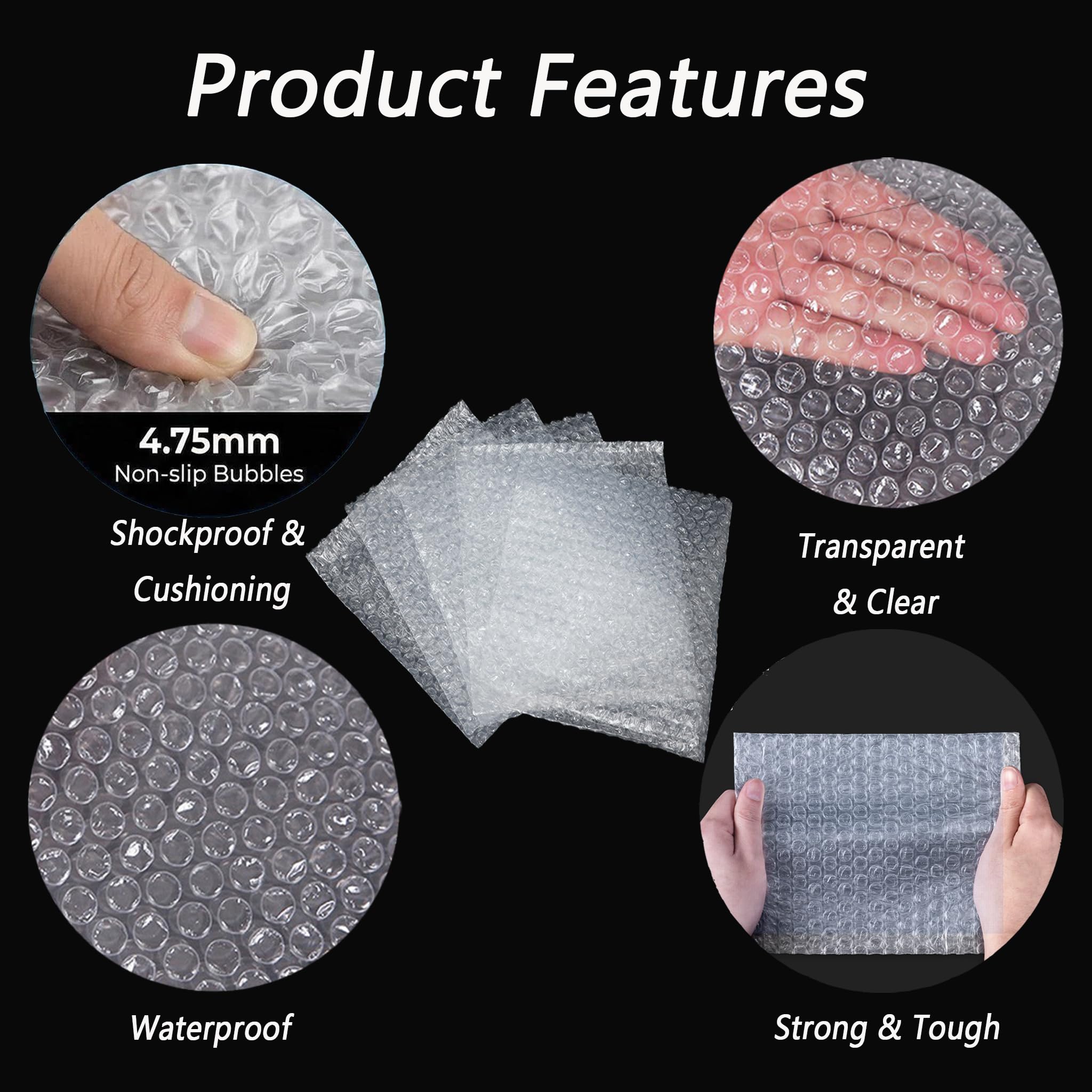 50 Pcs Bubble Pouch Wraps 6 x 8 inch Clear Bubble Out Bags for Packing, 10M Double-sided Tape And 10 Fragile stickers, Double Walled Foam Wrap Cushioning Bags for Shipping, Storage and Moving