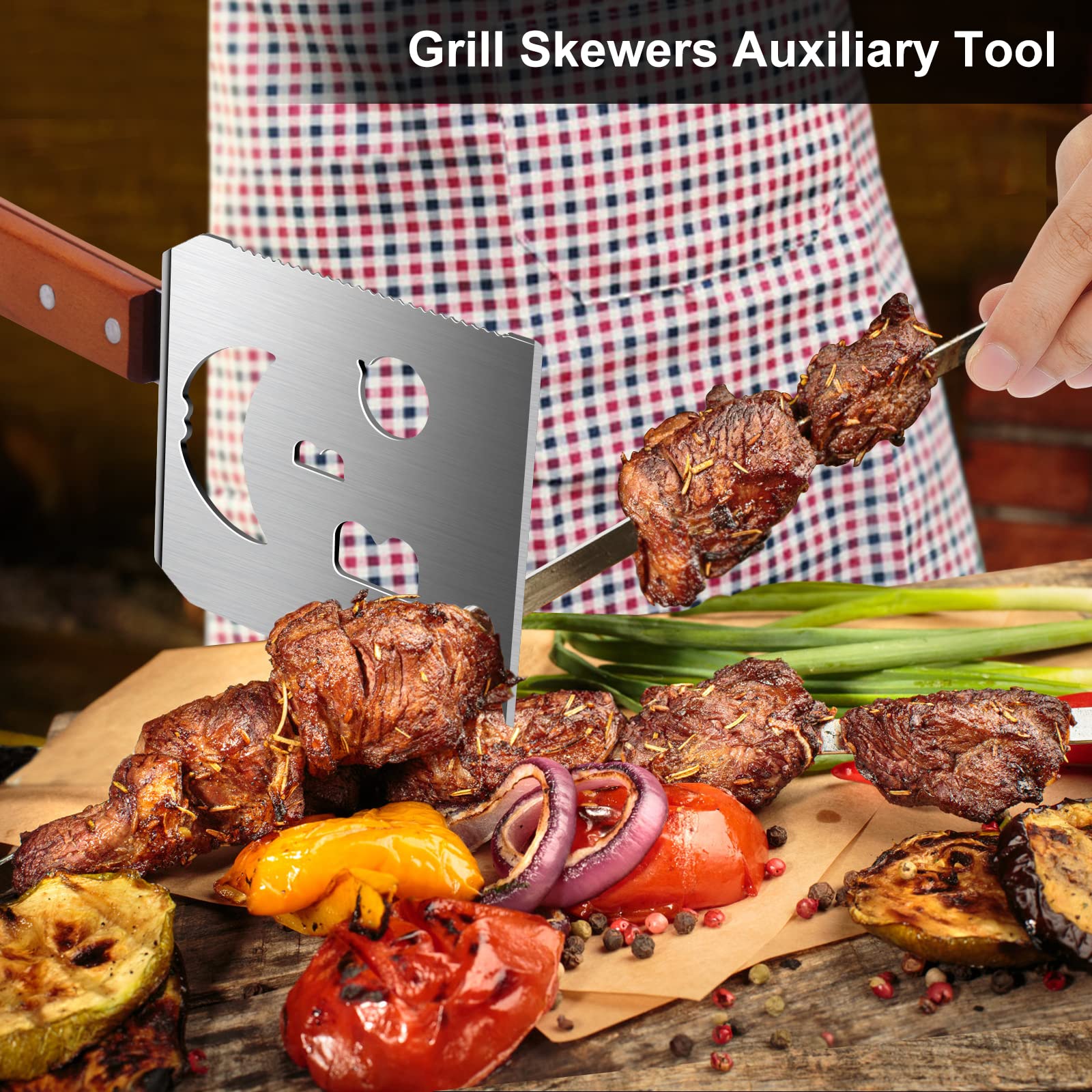 BBQ Accessories for Grill, 7 in 1 Grill Spatula with Fork,17 Inch Barbecue Tools, Dad Gifts, Gifts for Men, Dad, Husband