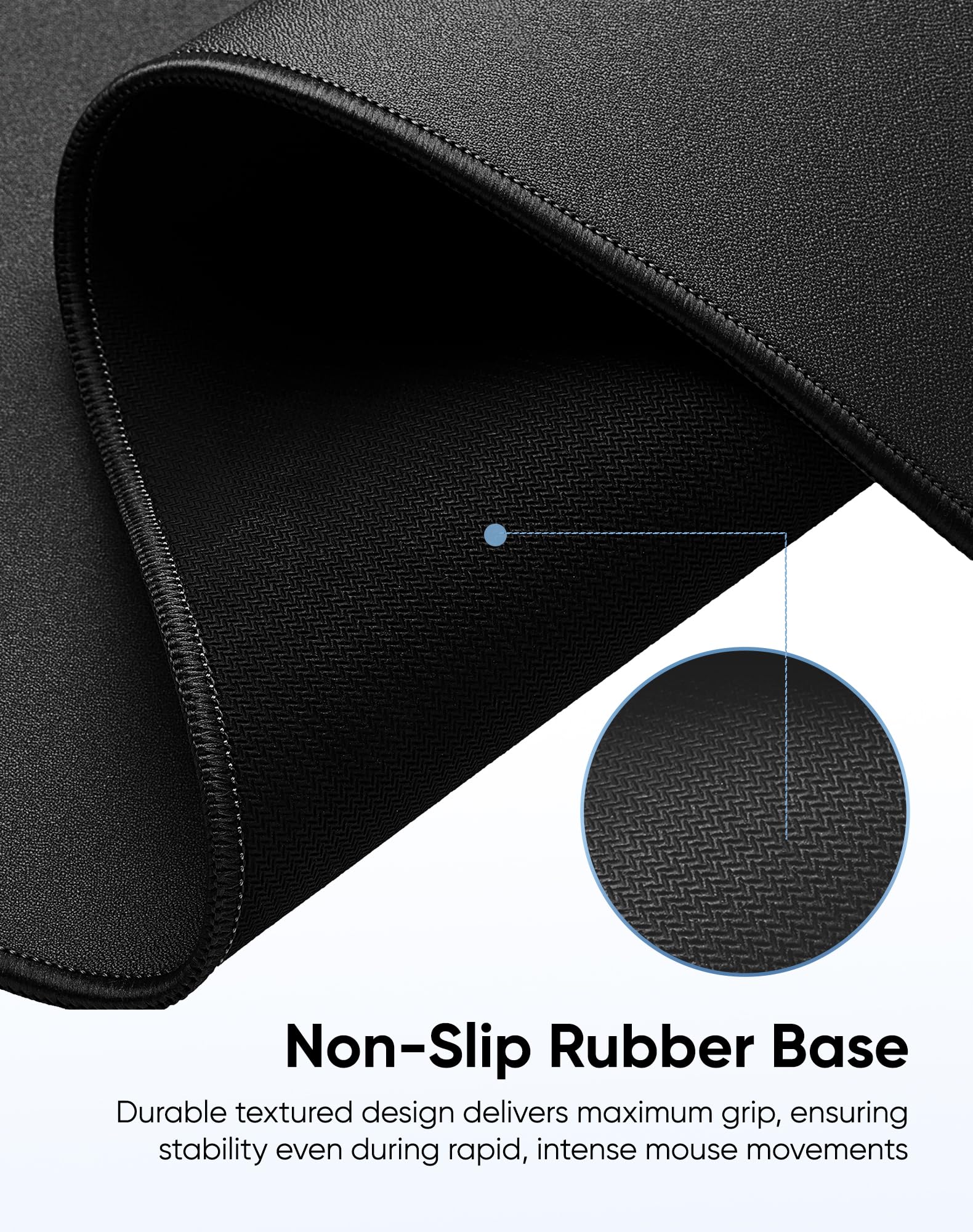 Reniteco Waterproof Large Gaming Mouse Pad with Durable Stitched Edges, Non-Slip Rubber Base, Grainy Jacquard Mouse Mat Desk Pad for Home Office Gaming, 40cm x90cm x0.3cm, Matte Black