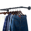 WEBI Clothing Rack Wall Mount,32" Industrial Pipe Clothes Rack for Hanging Clothes,Heavy Duty Iron Garment Rack Bar,Retail Display Clothes Rod for Closet,Laundry Room,Black