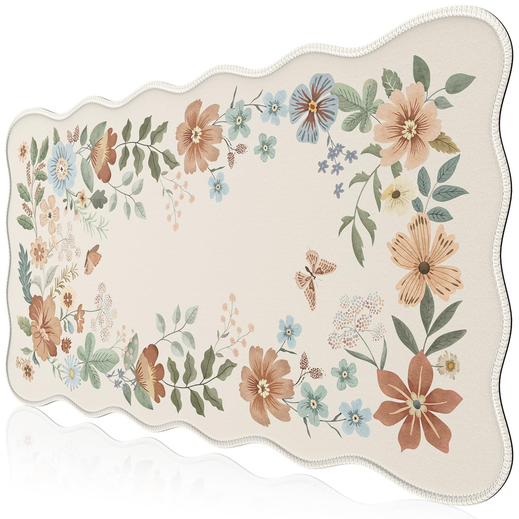iCasso Desk Mat, XXL Large Mouse Pad for Desktop, Cute Pad With Stitched Edges, Anti-Slip Big Mousepad, Keyboard Mat for Computer (Beige)