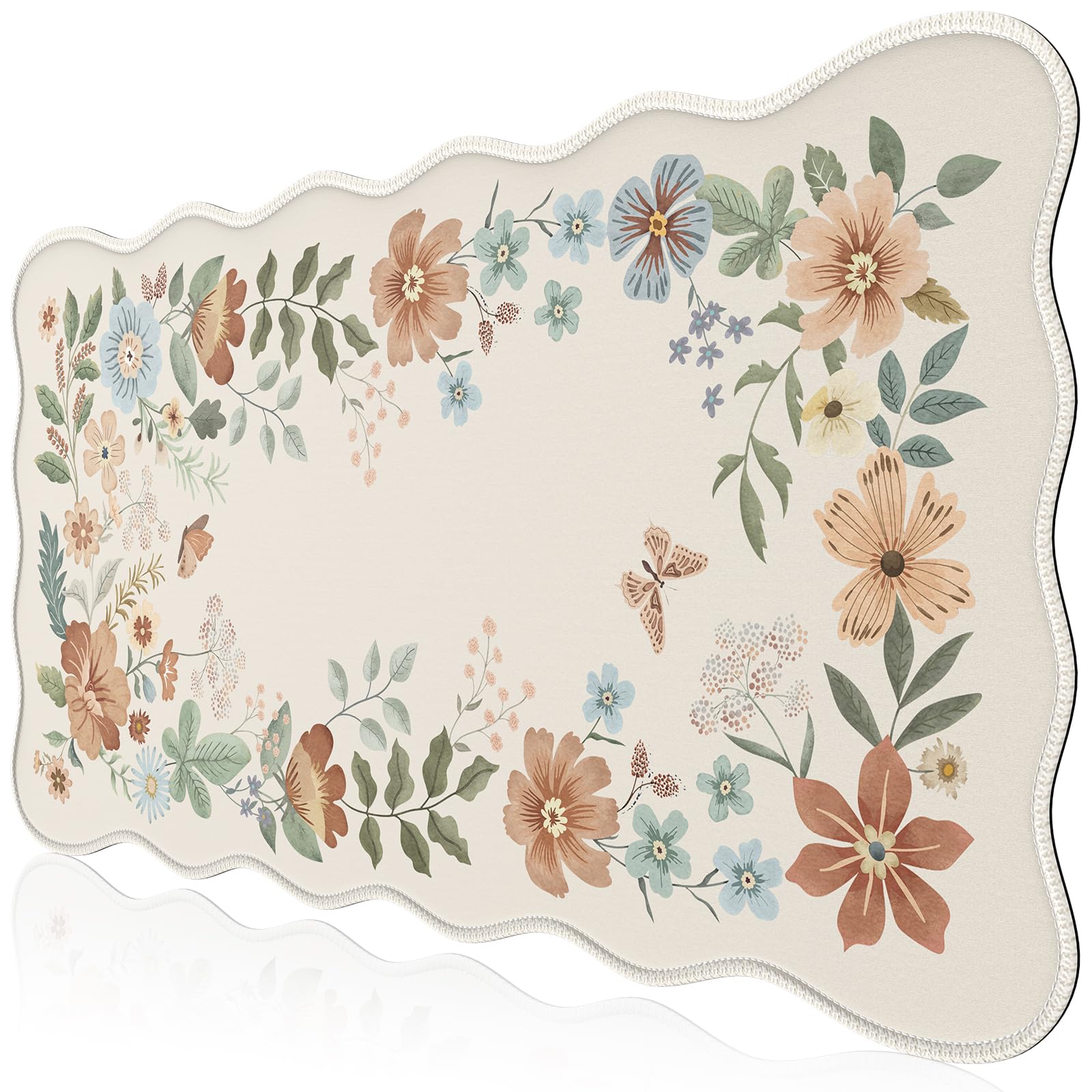 iCasso Desk Mat, XXL Large Mouse Pad for Desktop, Cute Pad With Stitched Edges, Anti-Slip Big Mousepad, Keyboard Mat for Computer (Beige)