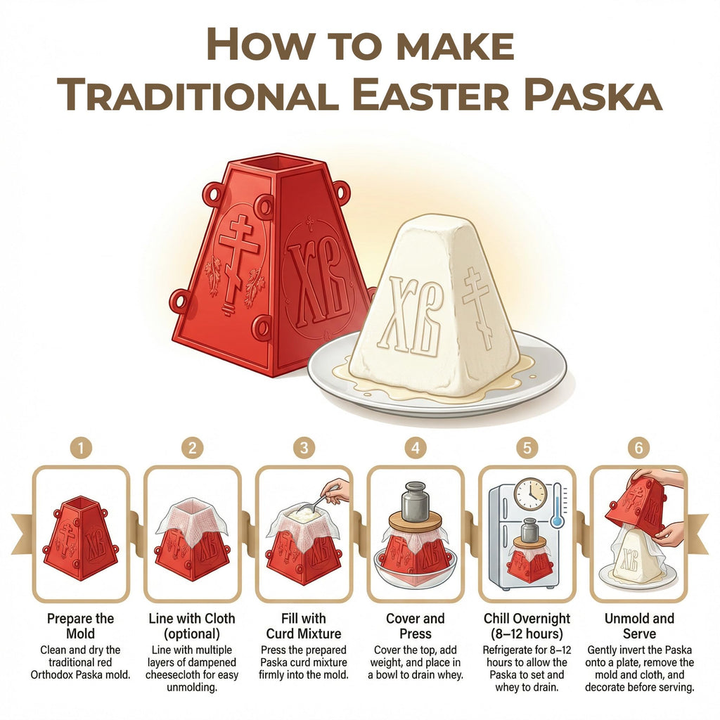 1KG Russian Orthodox Easter Paska Pascha Paskha Xb Cheese Tvorog Mold | Kulich Pasha Mold for Making Easter Pie in Orthodox Easter Day (red)