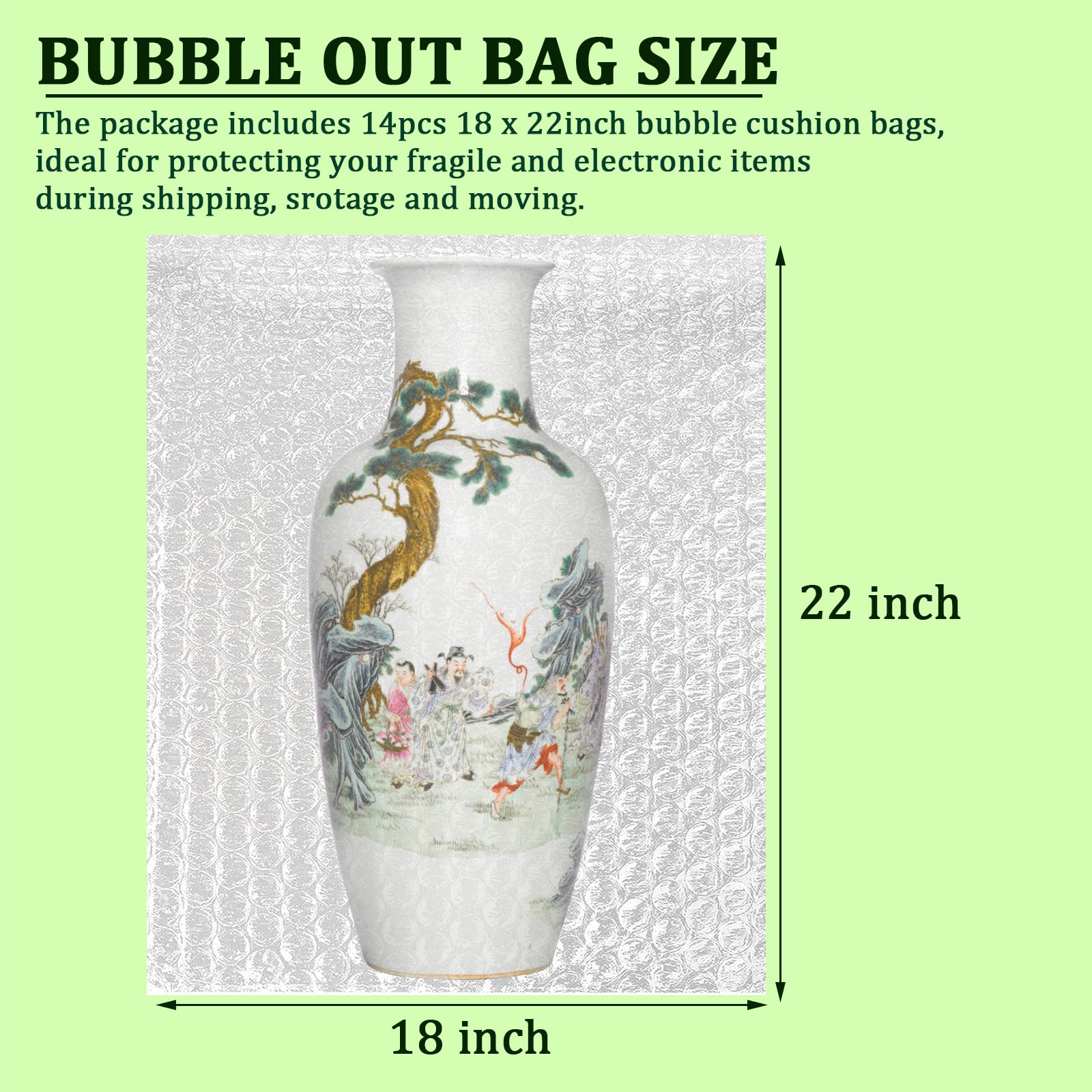 14 Pack Clear Bubble Out Bag Pouches,18x22 inch Large Bubble Bag for Extra Protection,Double Walled Shockproof Bubble Cushioning Wrap Bag Pouches for Storage,Shipping,Moving,Packing Supplies