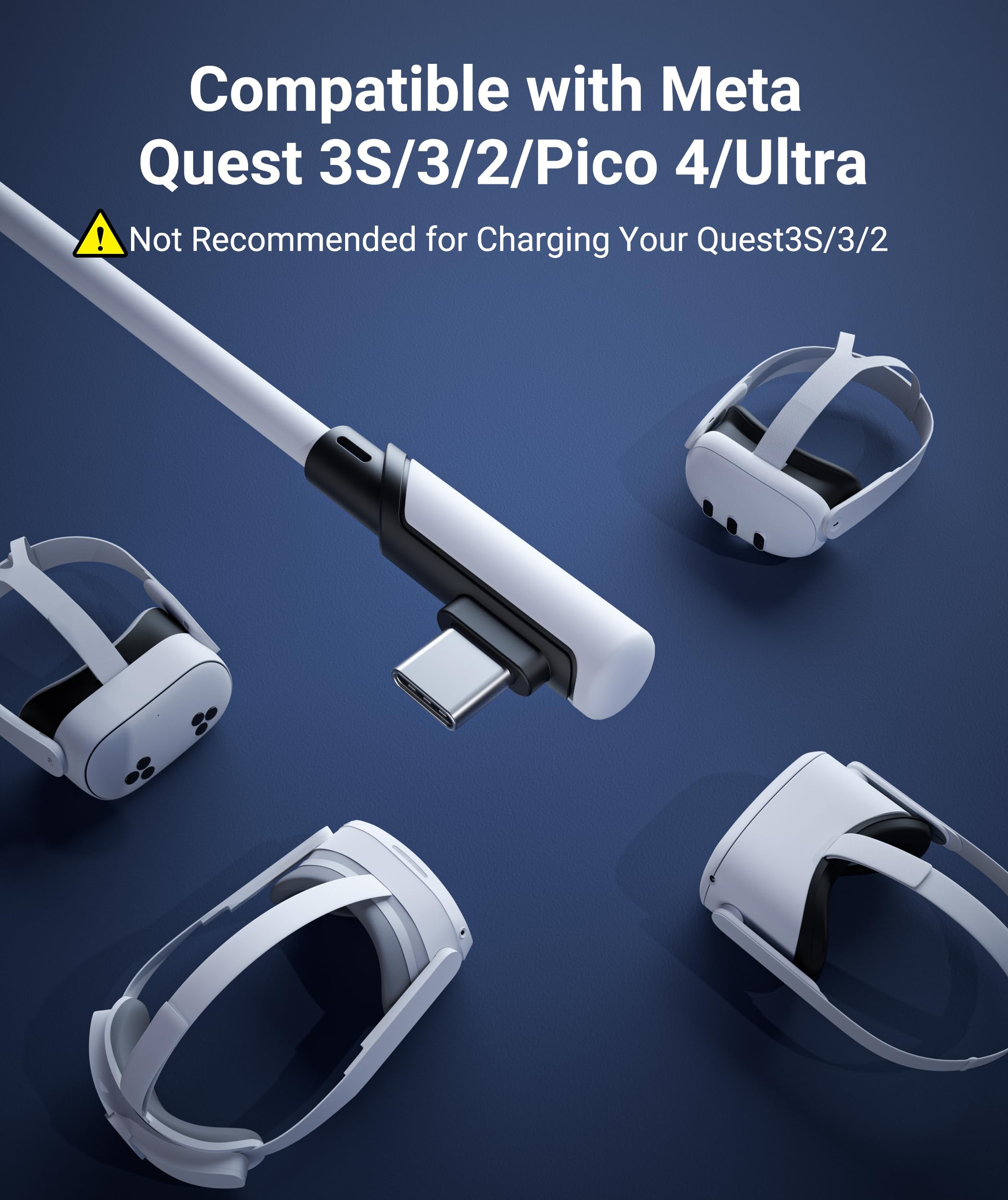 Syntech Link Cable 16FT for PCVR Compatible with Oculus/Quest 3/Meta Quest 3S, Quest2/Pro/Pico 4/Ultra Accessories and PC/SteamVR, High Speed PC Data Transfer, USB 3.0 to USB C Cable for VR Headset