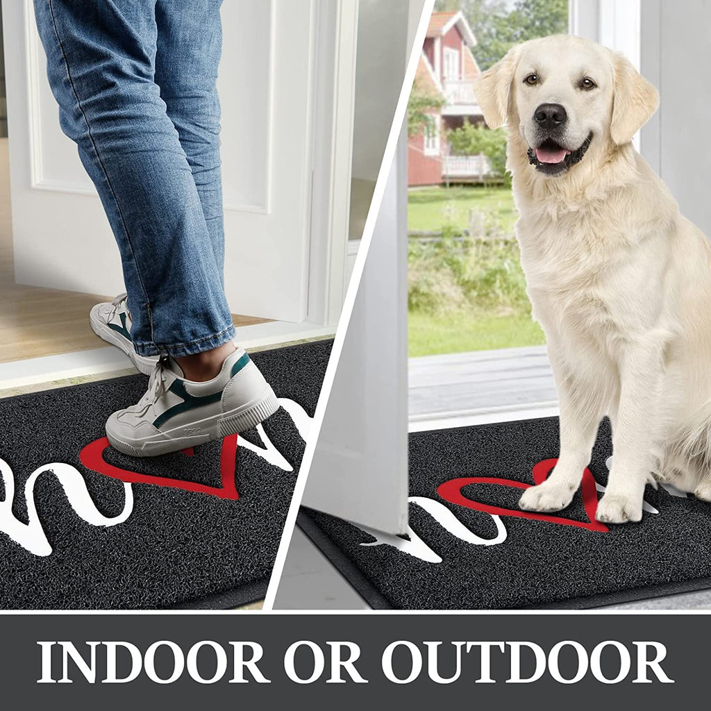 Door Mat Indoor Outdoor Doormat Low Profile Floor Mat Welcome Mat Non-Slip Low-Profile Design Front Doormat,Durable Trap Dirt for Entryway,High Traffic Areas,Patio 30"*17.5" (Black-Home, 30 * 17.5)