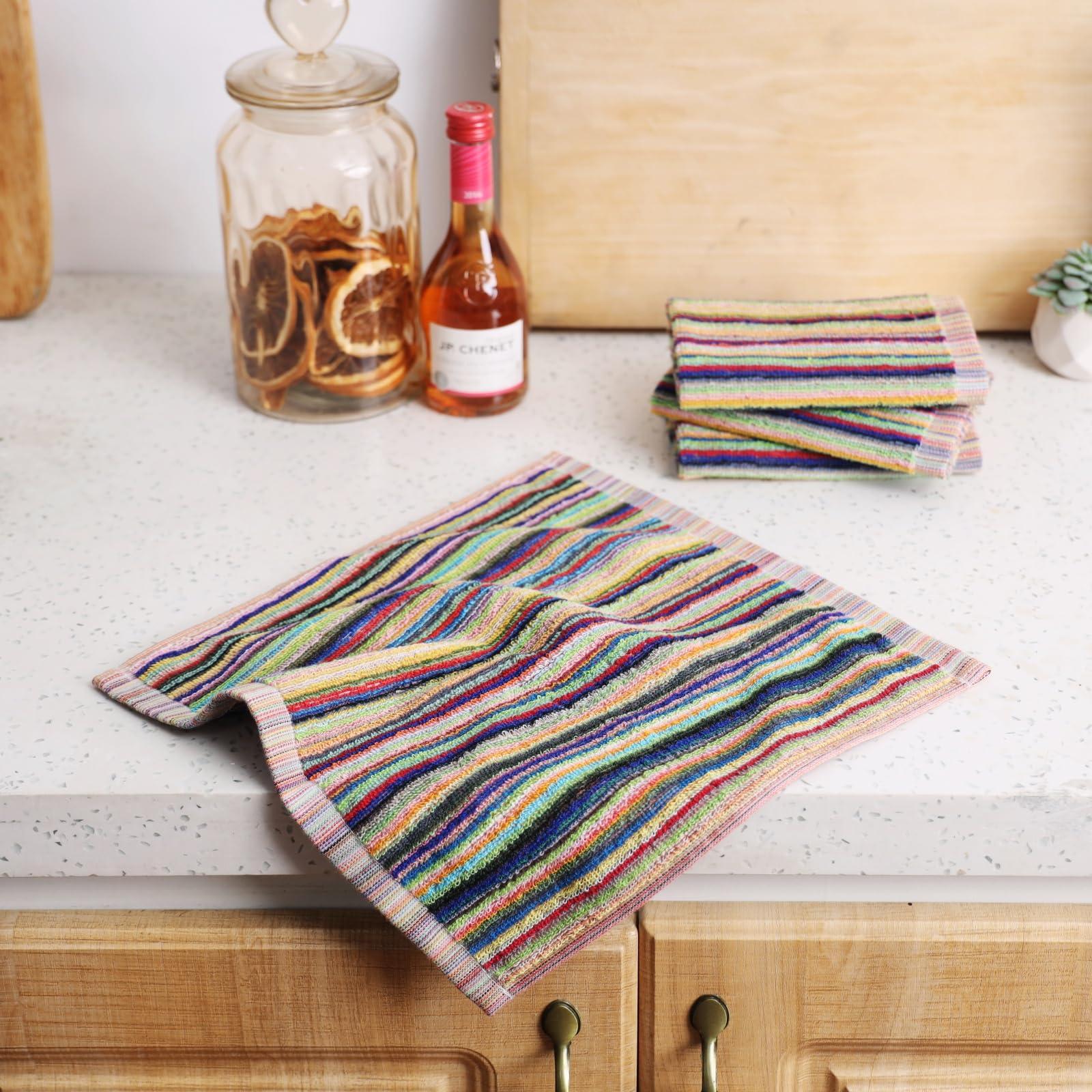 Oeleky Kitchen Dishcloths for Washing Dishes, Ultra Absorbent Dish Rags, Cotton Cleaning Cloths Pack of 8, 12x12 Inches (multi-1, 12x12 inch)