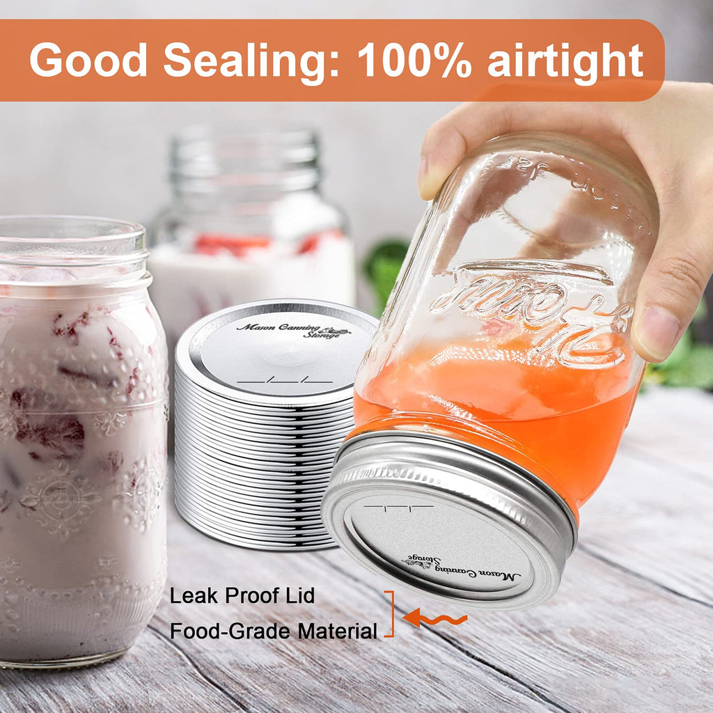 Regular Mouth Mason Jar Lids, 100 Count - 70MM Canning Lids, Ball Jar Lids, 100% Fit & Airtight Leak Proof Canning Lids for Ball Kerr Jars, Food Grade Material