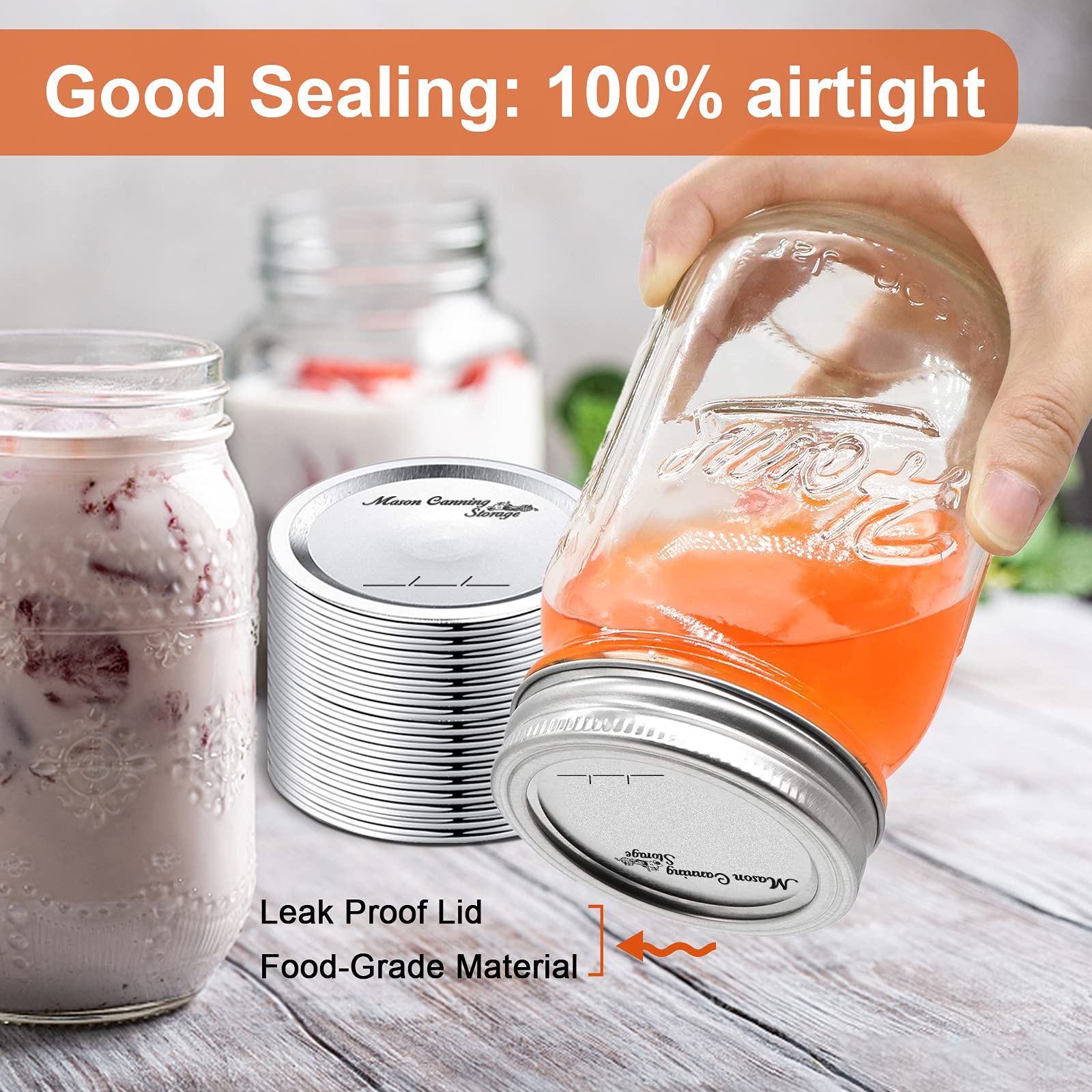 Regular Mouth Mason Jar Lids, 100 Count - 70MM Canning Lids, Ball Jar Lids, 100% Fit & Airtight Leak Proof Canning Lids for Ball Kerr Jars, Food Grade Material
