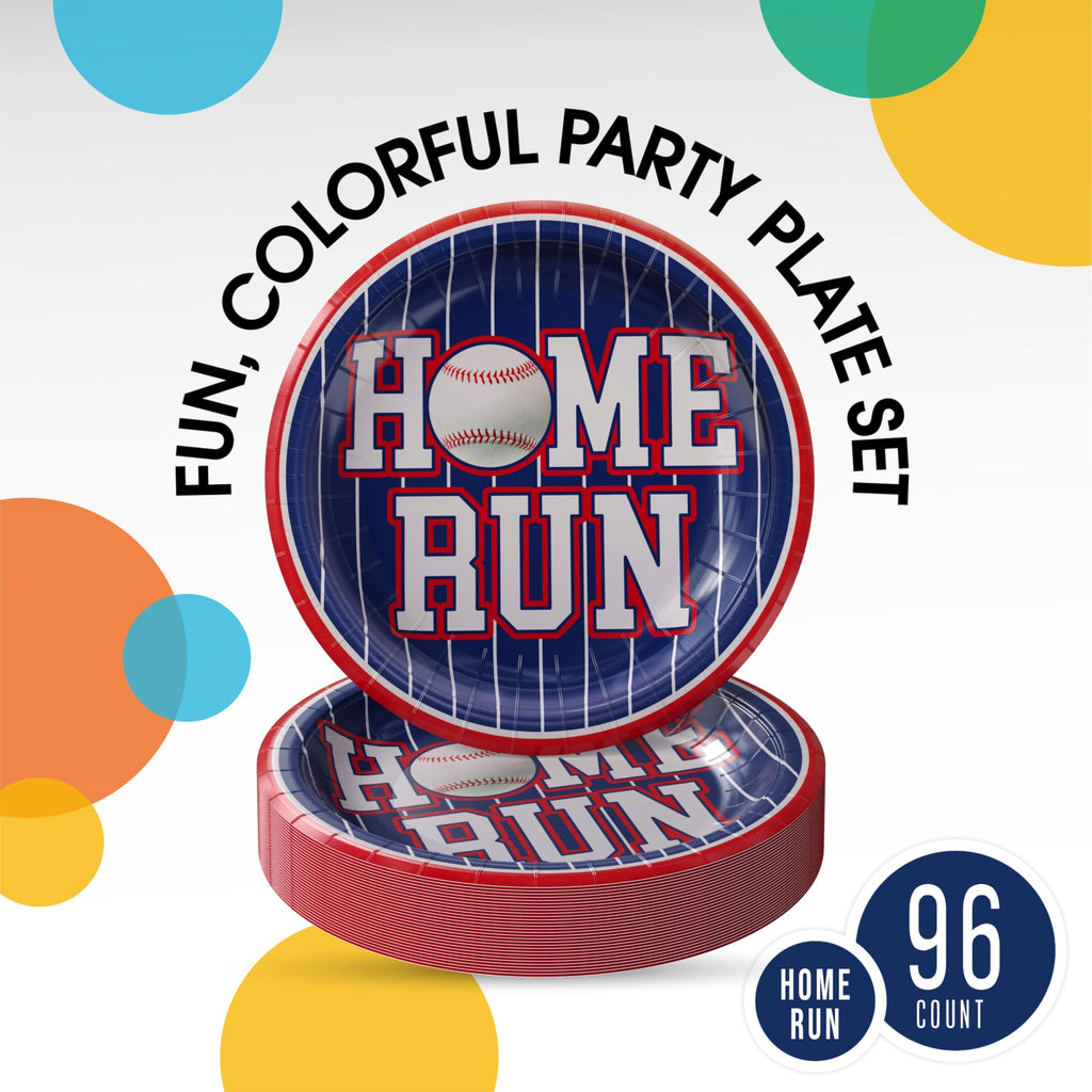 Party Solids Baseball Plates Paper Heavy Duty 7 Inch Baseball Paper Plates Disposable 120 Pcs 350 GSM, Boys Party Decorations For Boys Birthday Supplies And Sports Birthday Decorations
