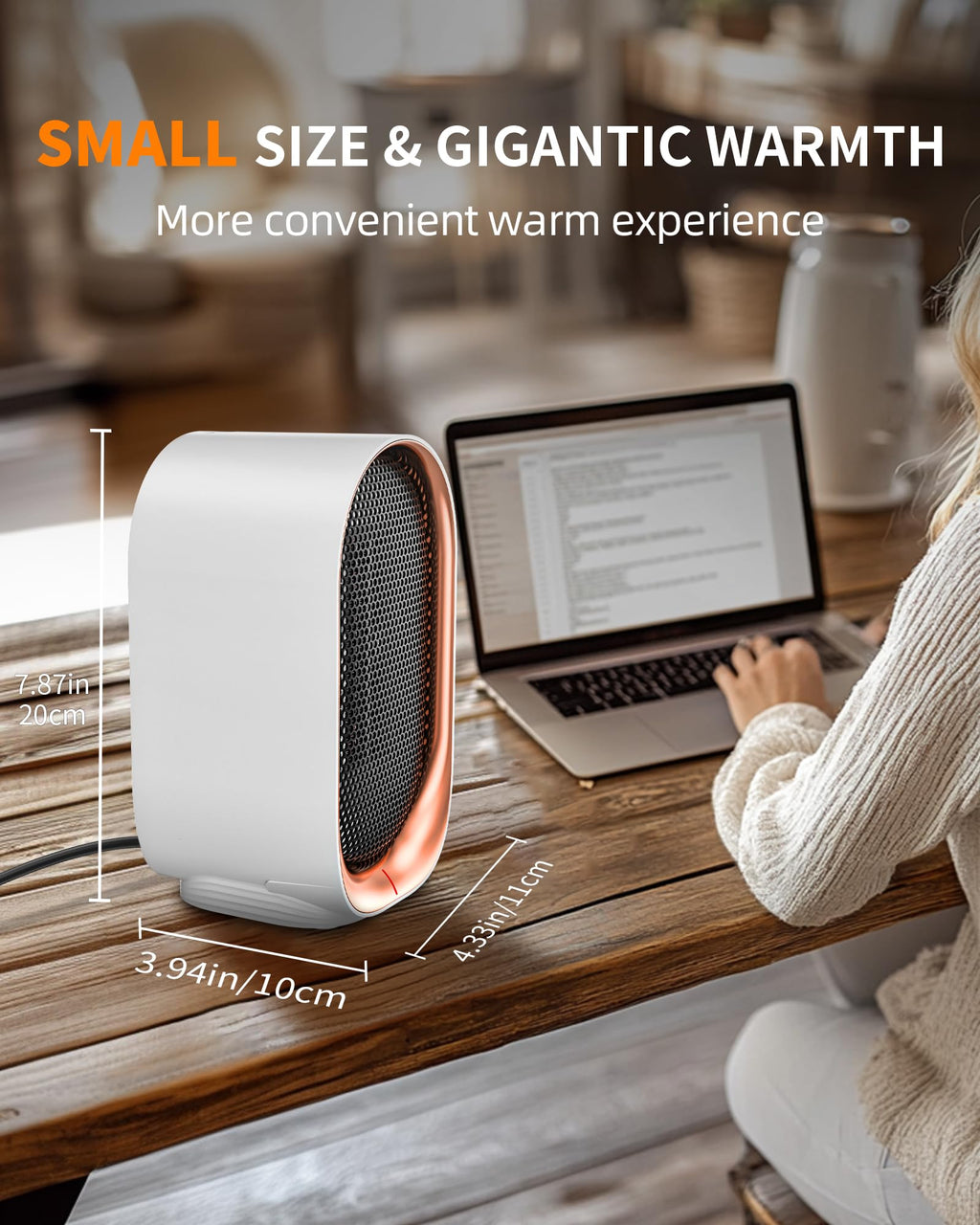 Space Heater, Portable Heater for Indoor Use, Small Electric Heaters with Overheat & Tip-Over Protection, Mini Desk Heaters for Office Bedroom Bathroom, Compact & Efficient Heating, Snow Withe