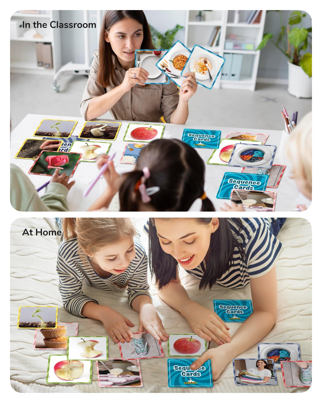 CHEFAN Sequence Cards for Kids, Storytelling & Daily Routine, Speech Therapy Games, Autism Learning Tools with Sentence Building, Special Education Resources for Preschool, Classroom