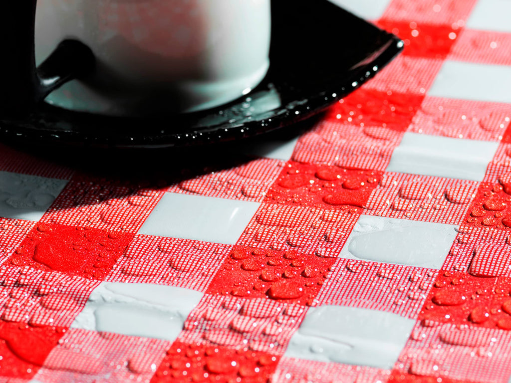 Neatalia Red Checkered Plastic Table Cover Roll - 54 in X 120 Ft - Disposable Red Checkered Table Cloth Roll with Cutter Box Great for Parties and Banquets Disposable Tablecloth Rolls | 6 Cover Clips