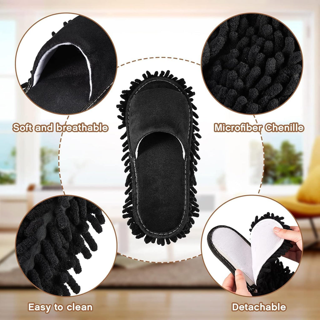 4Pcs Floor Mop Shoes, Microfiber Cleaning Mop Slippers Washable Floor Dusting Slippers Unisex Household Cleaning Tools for Pool Kitchen Floor Dust Dirt (Pink, grey, L)