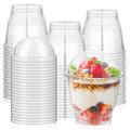 100 Pcs 12 oz Clear Plastic Dessert Cups with Dome Lids No Hole, Disposable Plastic Yogurt Parfait Cup, Crystal PET Fruits Cups with Lid for Pudding Ice Cream Snack Jello Party Birthday Wedding