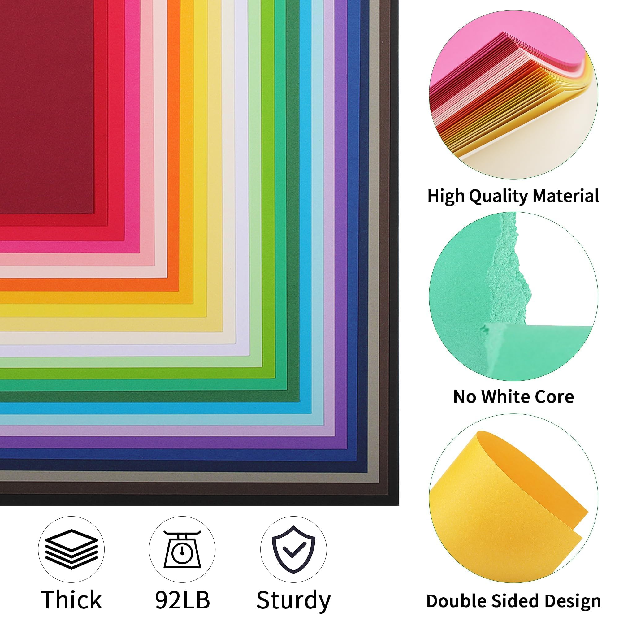 100 Sheets Colored Cardstock 25 Colors - 8.5 X 11 Inches Art Crafts Construction Paper, 92lb/250gsm Heavy Weight Thick Card Stock Paper for Printer, DIY Cards Making, Scrapbooking UAP24MX100