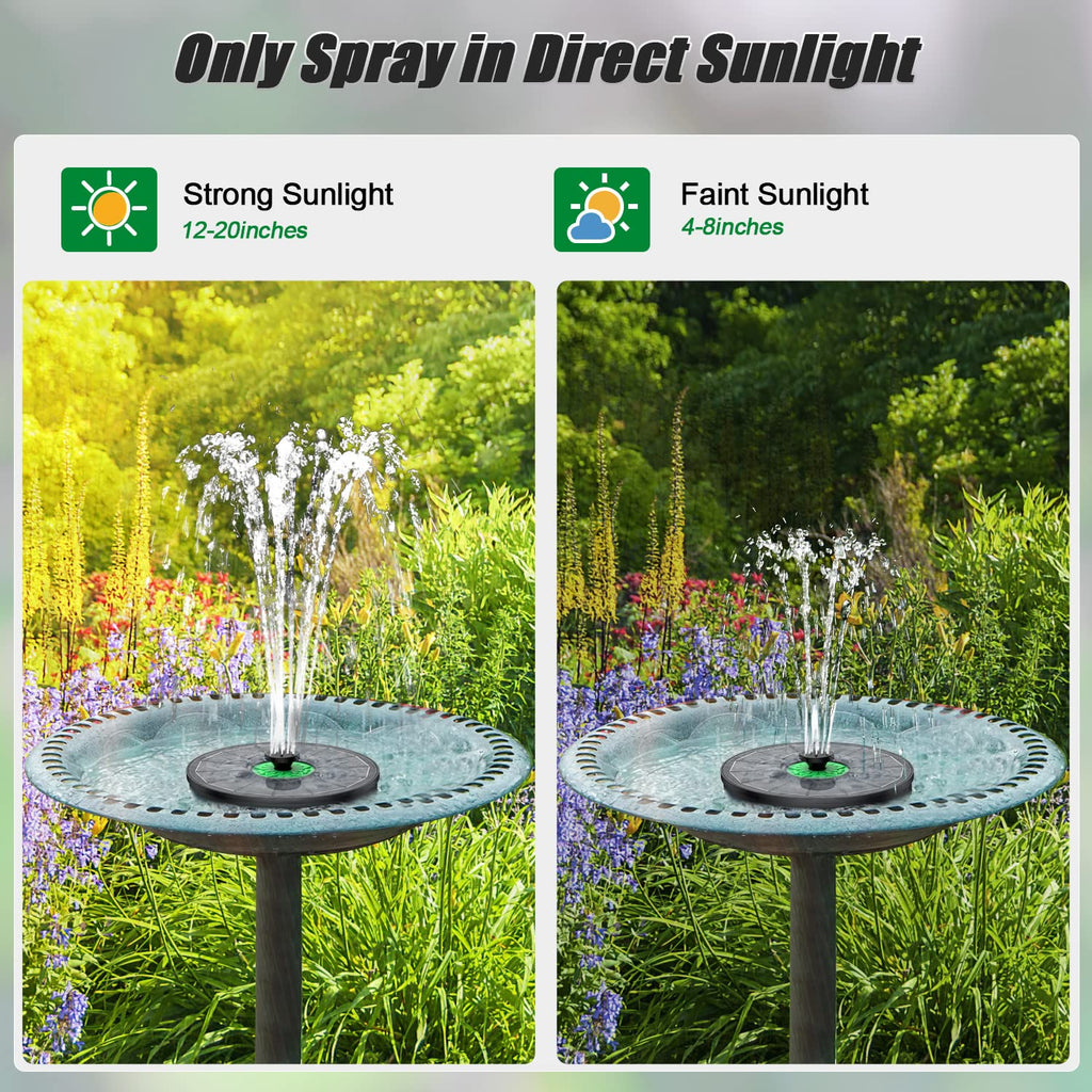 Yzert Solar Fountain Full Glass Panel No Battery, 3.5W Solar Bird Bath Fountains with 4 Fixed Rods & 7 Nozzles, Solar Fountain Pump for Bird Bath, Garden, Pond, Pool, Patio (Black Panel)