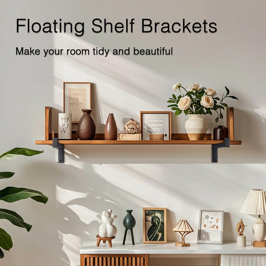 OVOV 2 Pack Heavy Duty Shelf Brackets Wall Mounted Brackets for Shelves Industrial Metal Shelf Supports Black 12 Inch