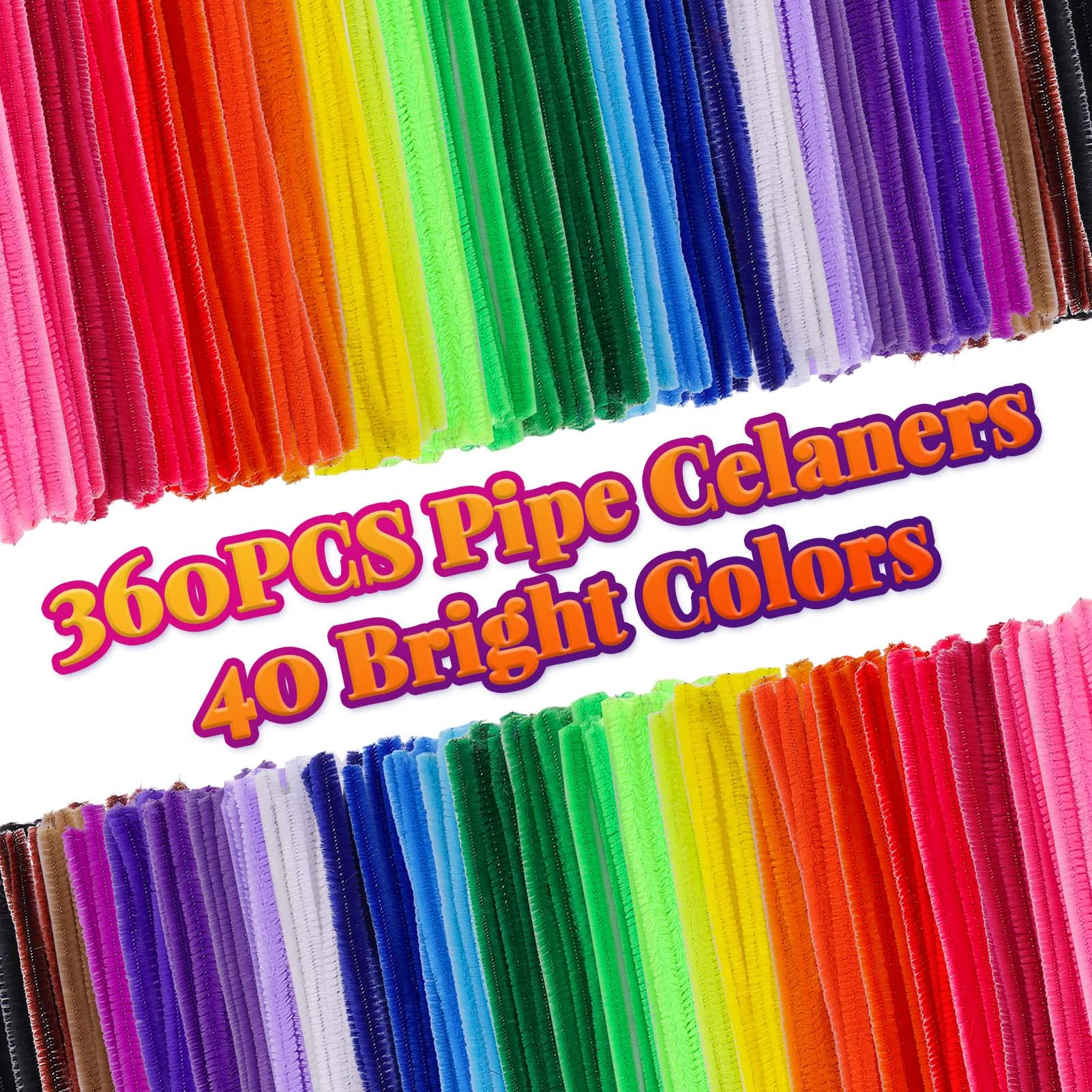 Caydo 360 Pieces Pipe Cleaners 40 Assorted Colored Chenille Stems for Art and Crafts, Children’s Craft Supplies (6 mm x 12 inch)