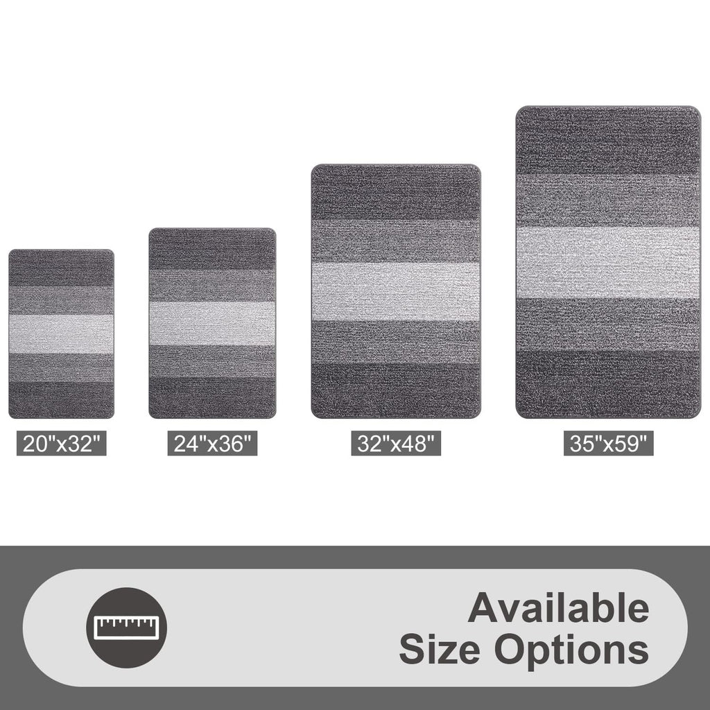 Grandaily Indoor Doormat, 20" x 32" Non-Slip Mud Trapper Absorbent Front Door Mats, Washable Striped Inside Entryway Mat, Low-Profile Welcome Mat Entrance Mat, Grey