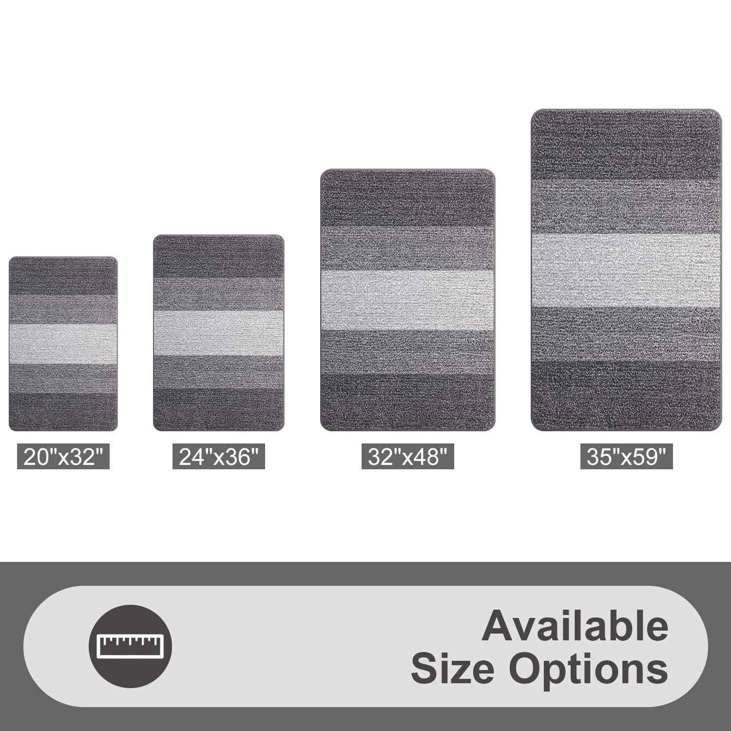 Grandaily Indoor Doormat, 20" x 32" Non-Slip Mud Trapper Absorbent Front Door Mats, Washable Striped Inside Entryway Mat, Low-Profile Welcome Mat Entrance Mat, Grey