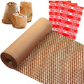 Honeycomb Packing Paper, 15"x230' Recyclable Moving Supplies Bubble Packing Wrap Alternative for Moving Shipping Packaging, Protective Cushioning Wrap Roll with 36 Fragile Sticker Labels