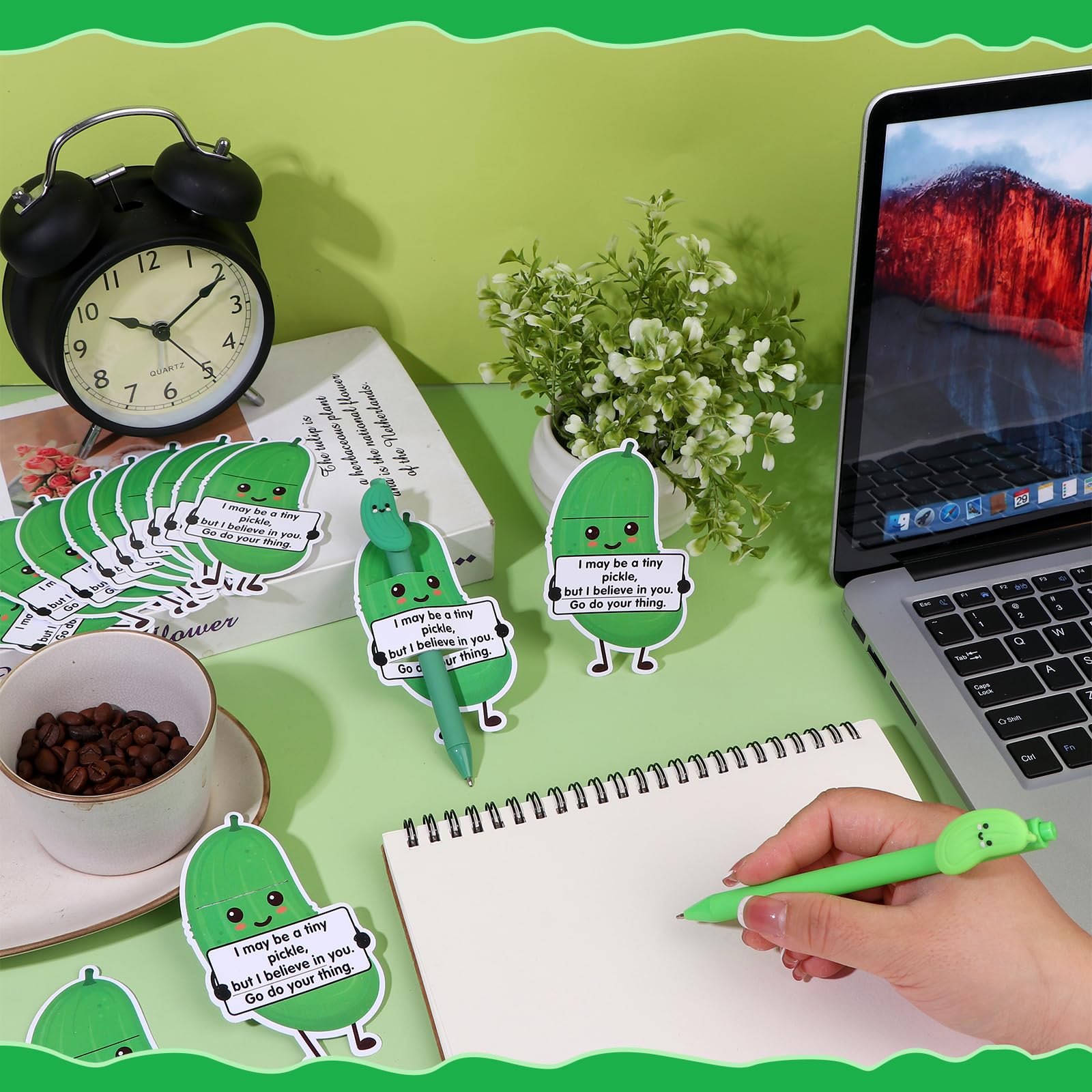 40 pcs Inspirational Pickle Emotional Support Pens Bulk Positive Encouragement Affirmation Gifts with Motivational Tags Gifts for Employees Coworkers learners Nurse Dietitian Graduation