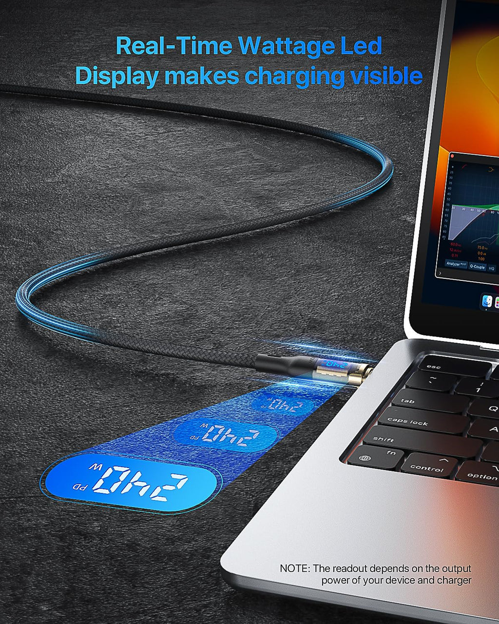SooPii 240W USB C to USB C Cable[4ft 2-Pack],Fast Charging USB C Cable with LED Display for Galaxy S23+/S23 Ultra/S22 Ultra,MacBook Pro,lPhone16/15/15Pro/15ProMax,etc.,Transparent Shell,(Black)