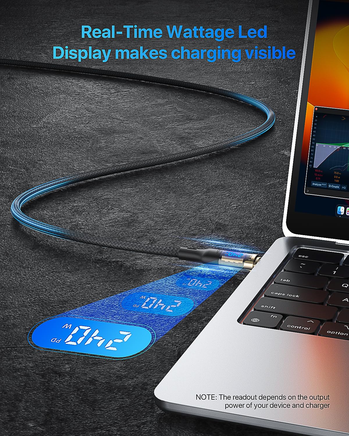 SooPii 240W USB C to USB C Cable[4ft 2-Pack],Fast Charging USB C Cable with LED Display for Galaxy S23+/S23 Ultra/S22 Ultra,MacBook Pro,lPhone16/15/15Pro/15ProMax,etc.,Transparent Shell,(Black)