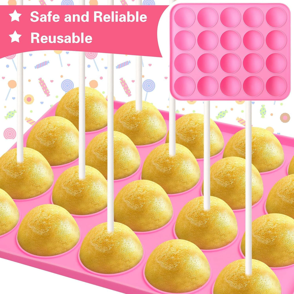 GZMAISULEE Cake Pop Molds Kit 610PCS Lollipop Cake Pop Maker Set with Cake Pop Stand, Cake Pop Sticks and Wrappers, Decorating Pen, 4 Piping Tips, Measuring Cup
