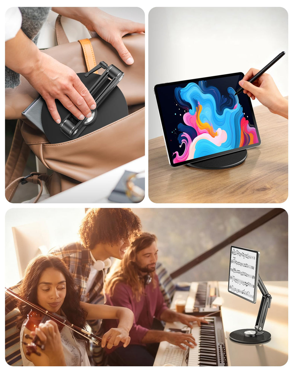 Jakeko Magnetic Portable Monitor Stand 15.6" - up to 16" 18.5" 22 inch Tablet Holder for iPad VESA Mount 75mm for Desk Adjustable Foldable 360° Swivel